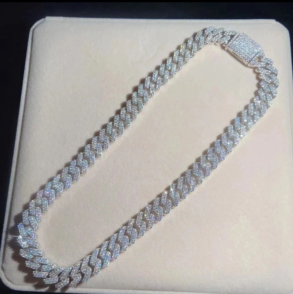 Cuban link S925 silver lab mined diamonds vvs1 cut