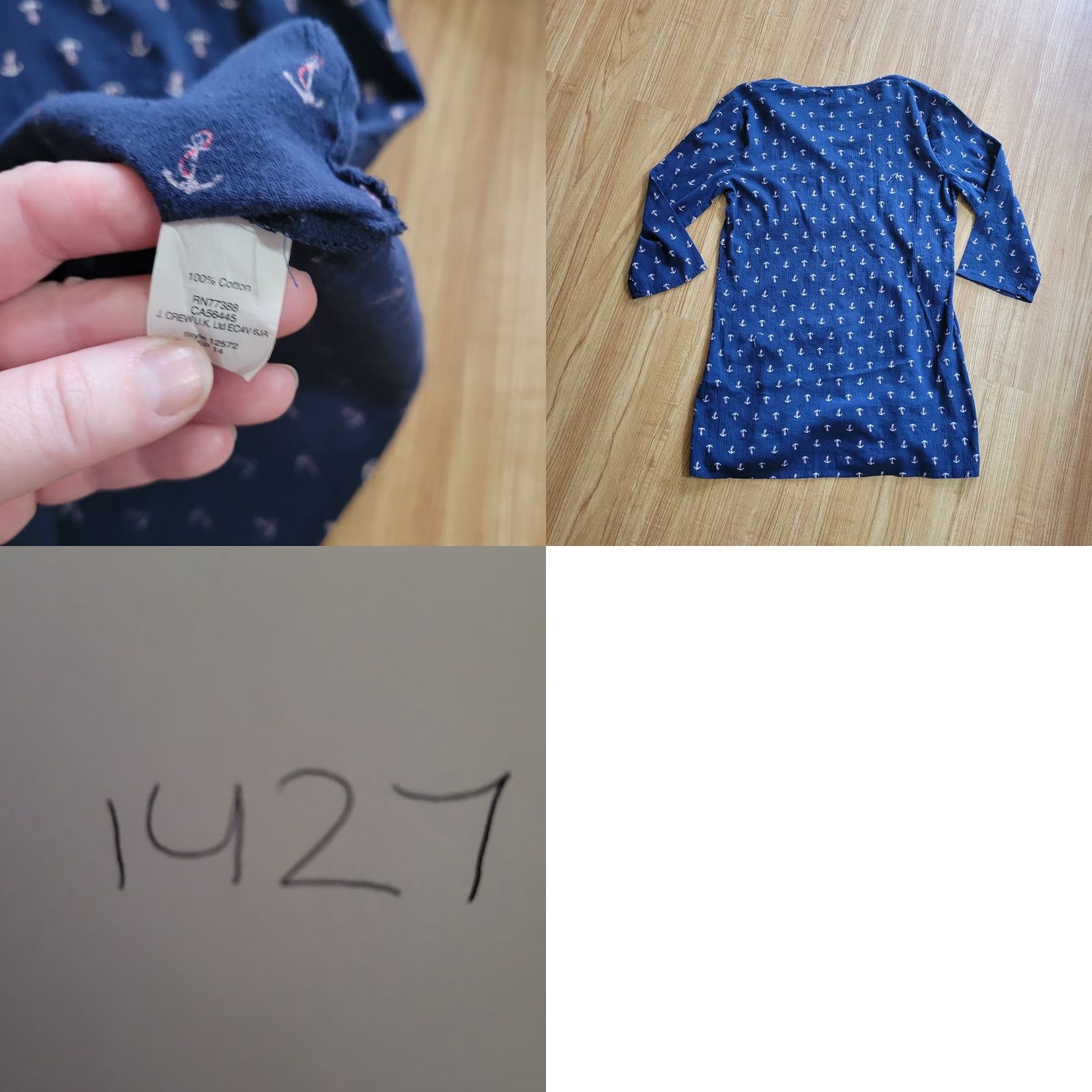 J.Crew J Crew Shirt Womens Medium BNavy Blue White Anchor Nautical Coastal Tunic Top Size M / US 6-8 / IT 42-44 - 8 Thumbnail