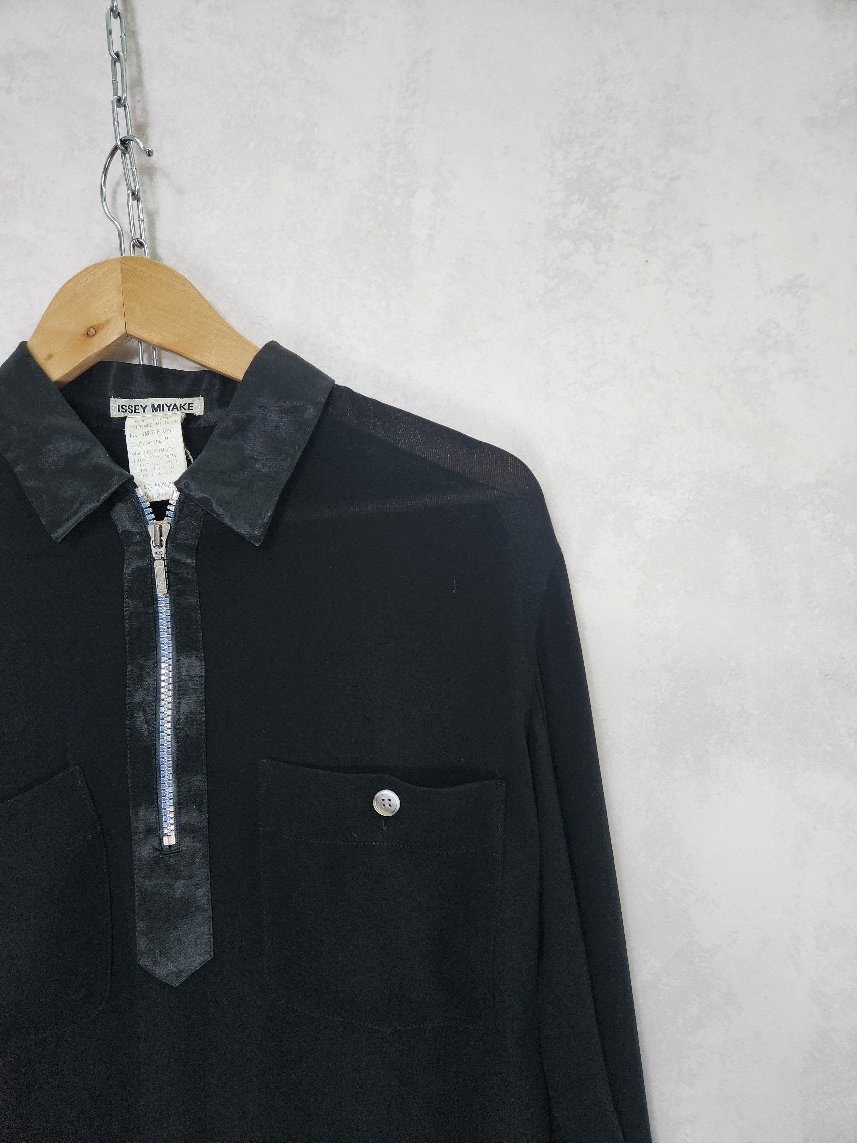 Issey Miyake Issey miyake black cupro 1/3 zip blouse shirt size M Size M / US 6-8 / IT 42-44 - 6 Thumbnail