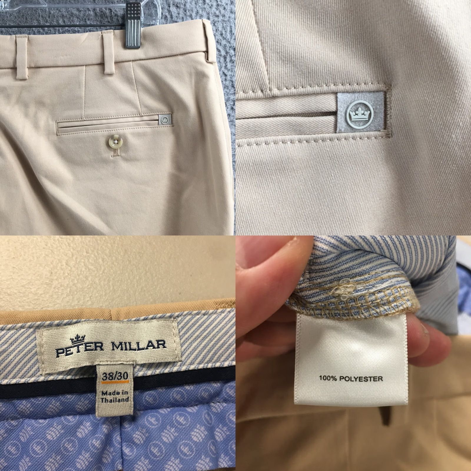 Peter Millar Peter Millar Chino Pants Mens Regular 38/30 Beige Mid Rise Zip Fly Size US 38 / EU 54 - 10 Thumbnail
