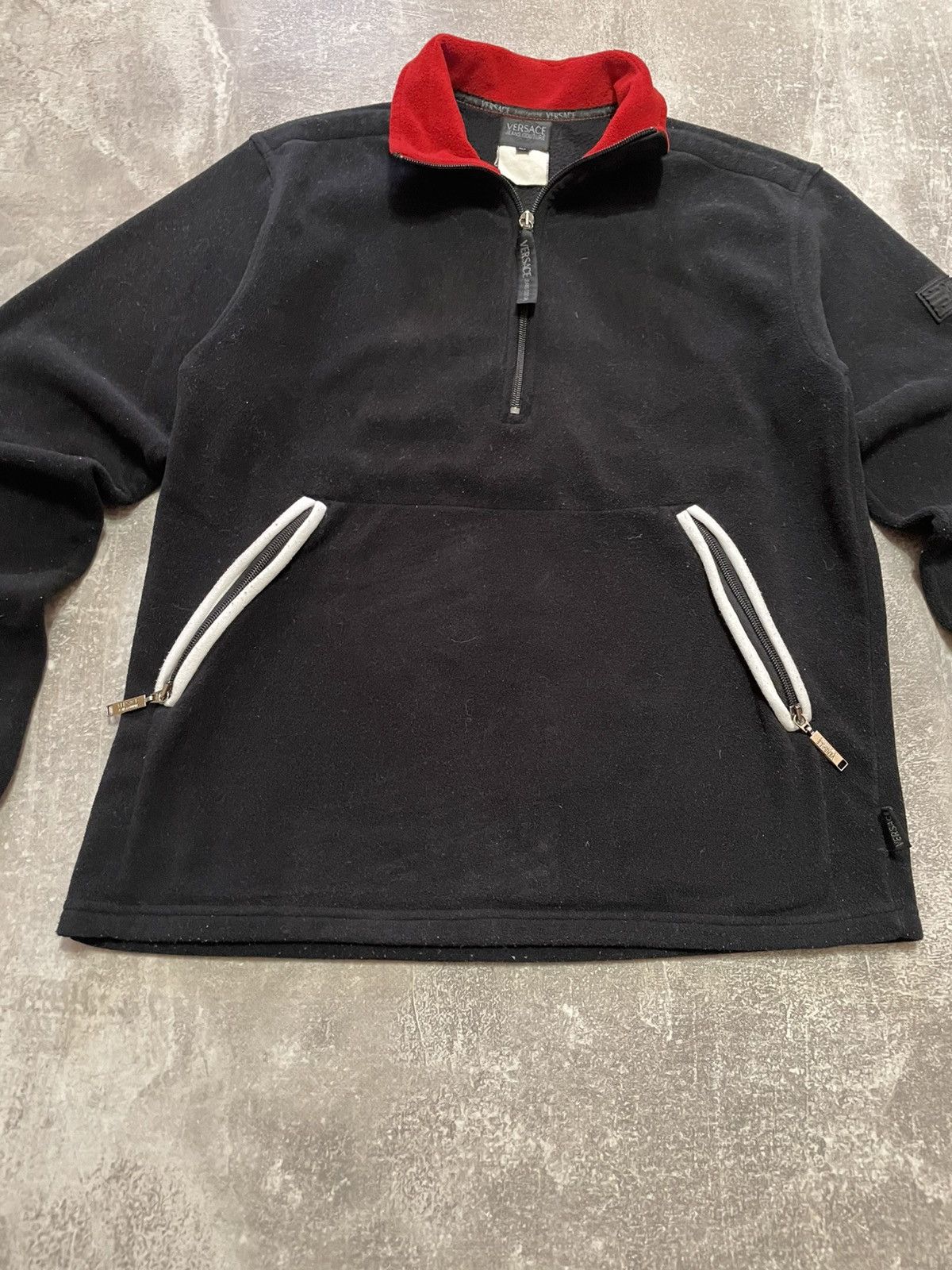 Versace × Versace Jeans Couture × Vintage Vintage 90s Versace Jeans Couture 1/4 Zip Fleece Jacket Size US M / EU 48-50 / 2 - 3 Thumbnail