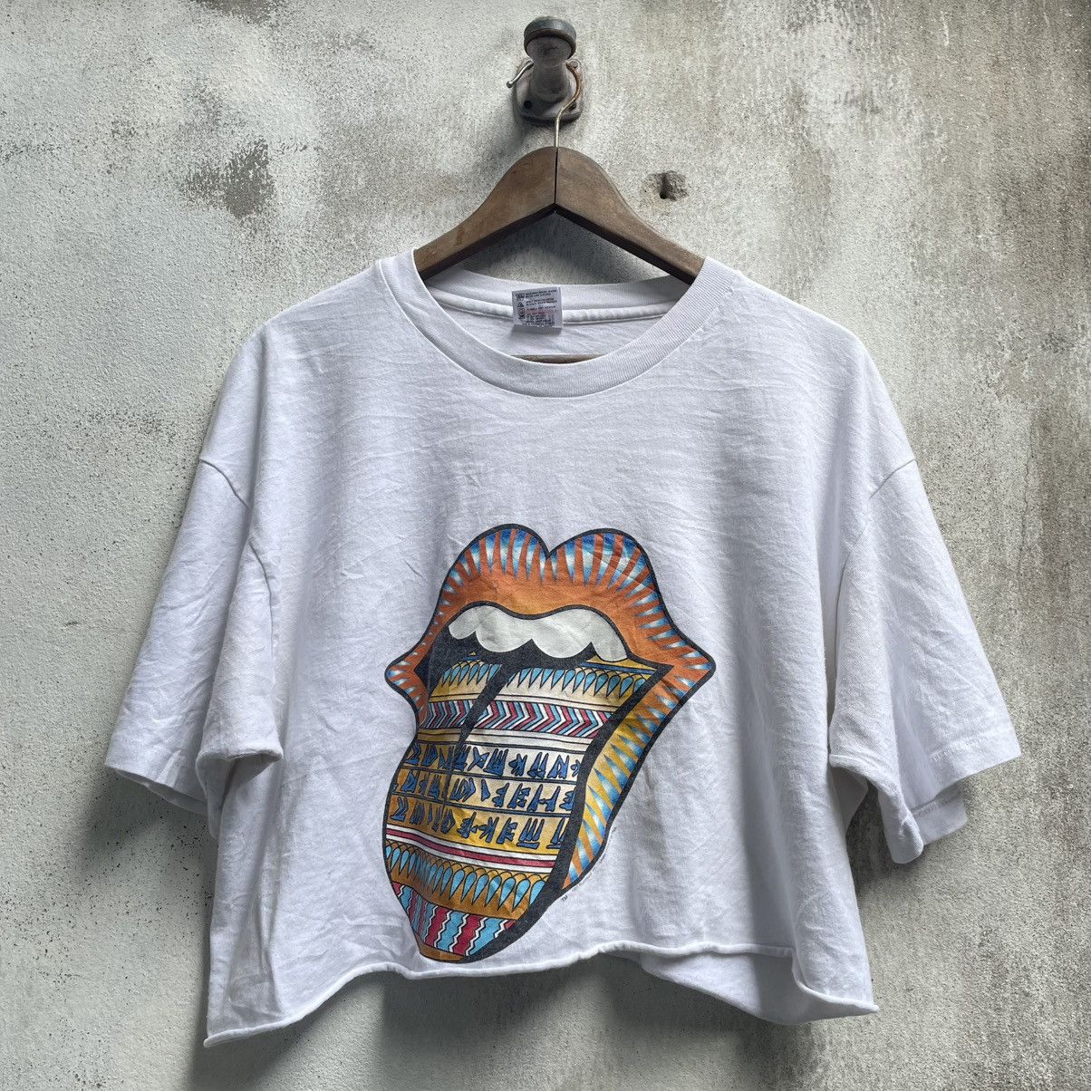 Band Tees × The Rolling Stones × Vintage Vintage 90s The Rolling Stones Cropped T-Shirt Size US XL / EU 56 / 4 - 1 Thumbnail