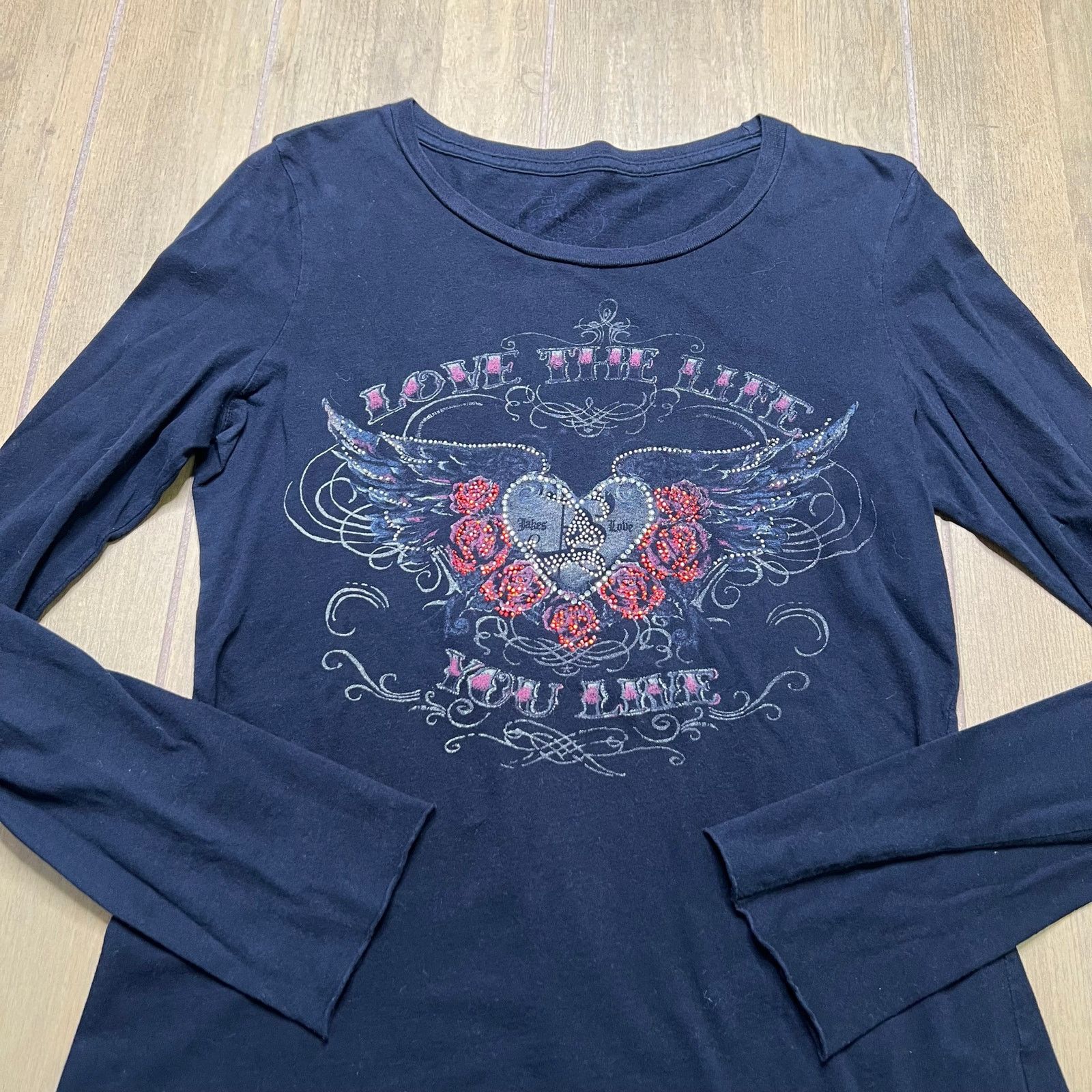 Vintage Vintage Jake's Rhinestone Love Long Sleeve Women Sz L Y2K Size US L / EU 52-54 / 3 - 2 Thumbnail