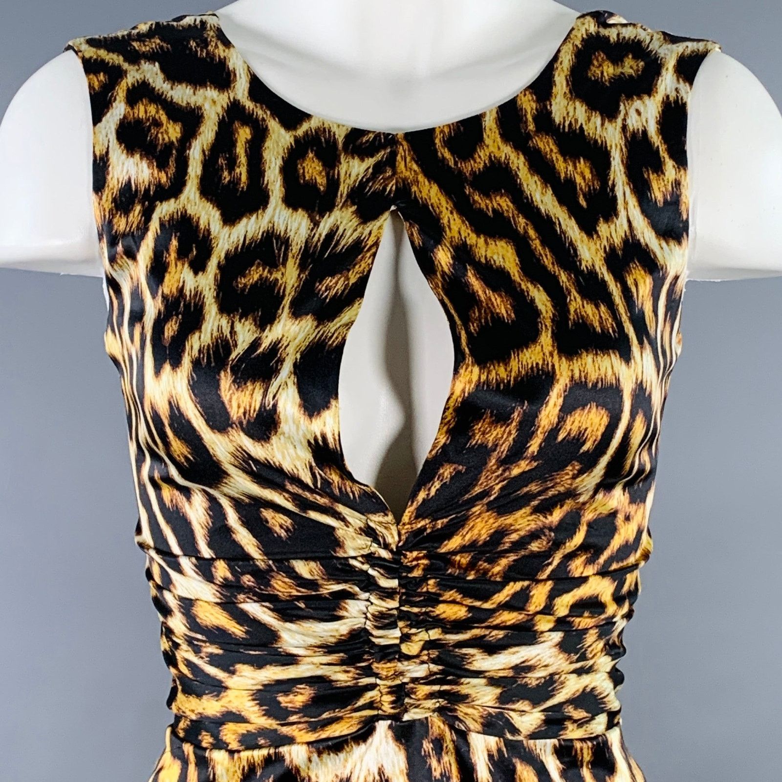 Just Cavalli Polyester Animal Print Ruched Sleeveless Keyhole Dress Size XS / US 0-2 / IT 36-38 - 2 Thumbnail
