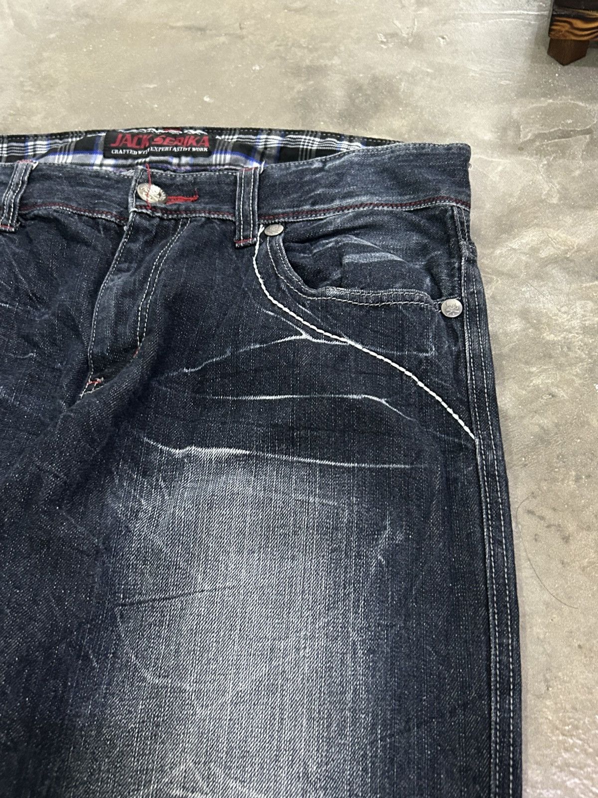 Japanese Brand Jack Serika Japanese Grunge Cracked Washed Crazy Streak Fade Size US 34 / EU 50 - 10 Thumbnail