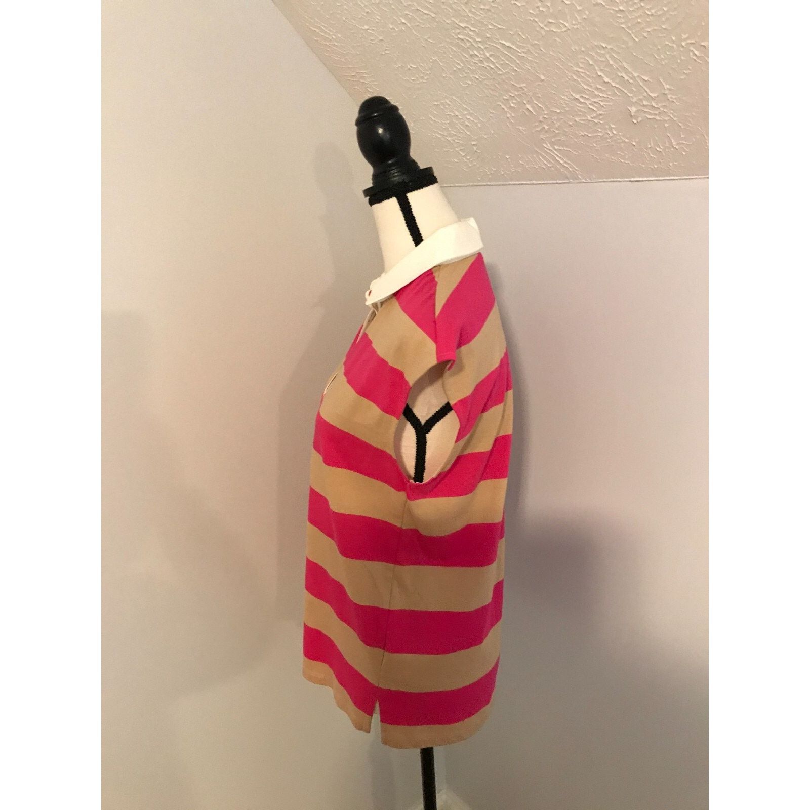 Anthropologie Anthropologie Maeve Porter Striped Sleeveless Pink Tan Polo Size XS / US 0-2 / IT 36-38 - 2 Thumbnail