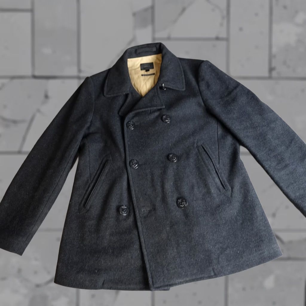 J.Crew J.Crew Mens Jacket Medium Gray Charcoal Peacoat Wool Bayswater Jacket Mens M Gray Pea Coat Button Black/Blue Marks Inside Size US M / EU 48-50 / 2 - 1 Thumbnail