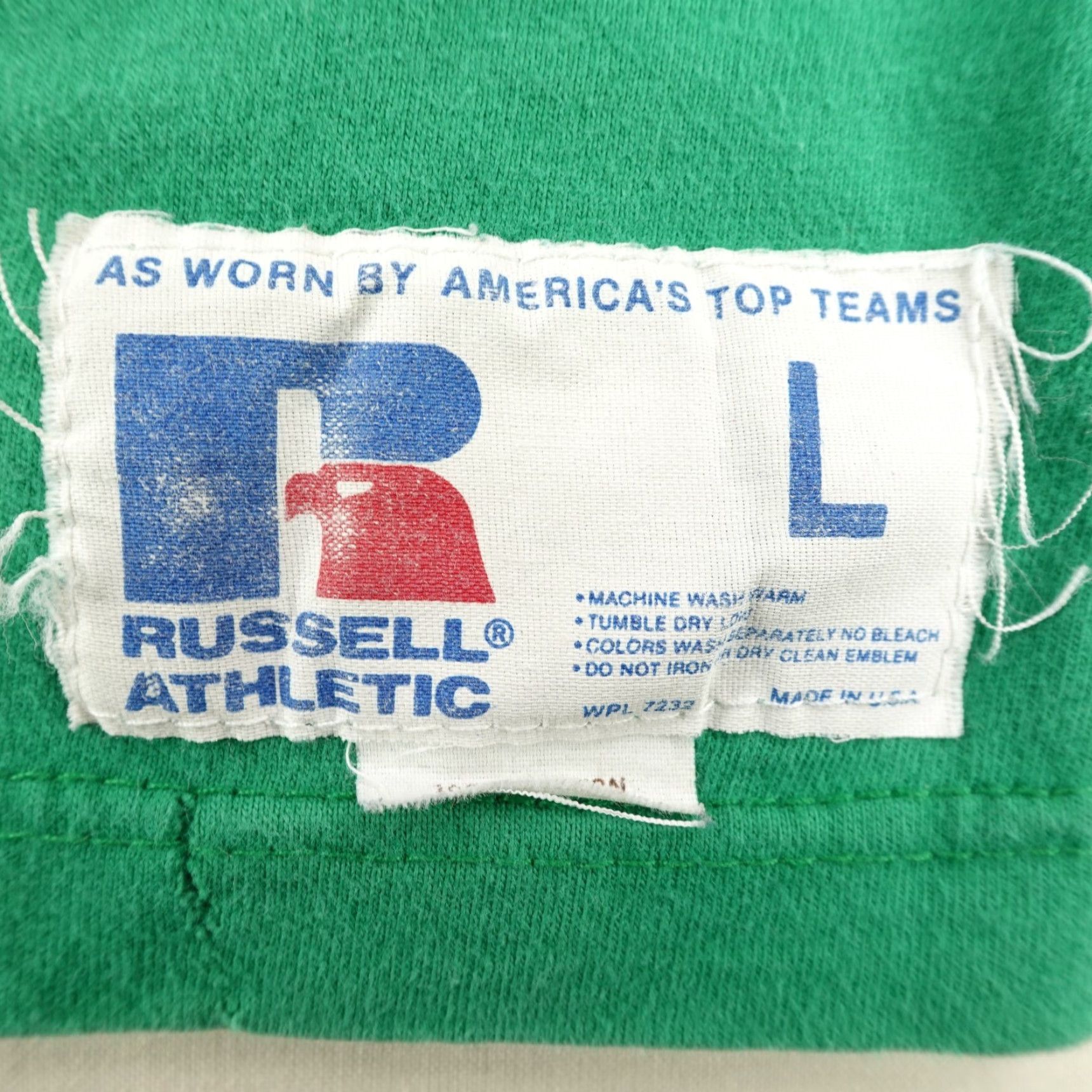 Russell Athletic VINTAGE Russell Athletic T-Shirt Men Large Green 90s Baseball Logo Graphic Print Cotton USA Size US L / EU 52-54 / 3 - 4 Thumbnail