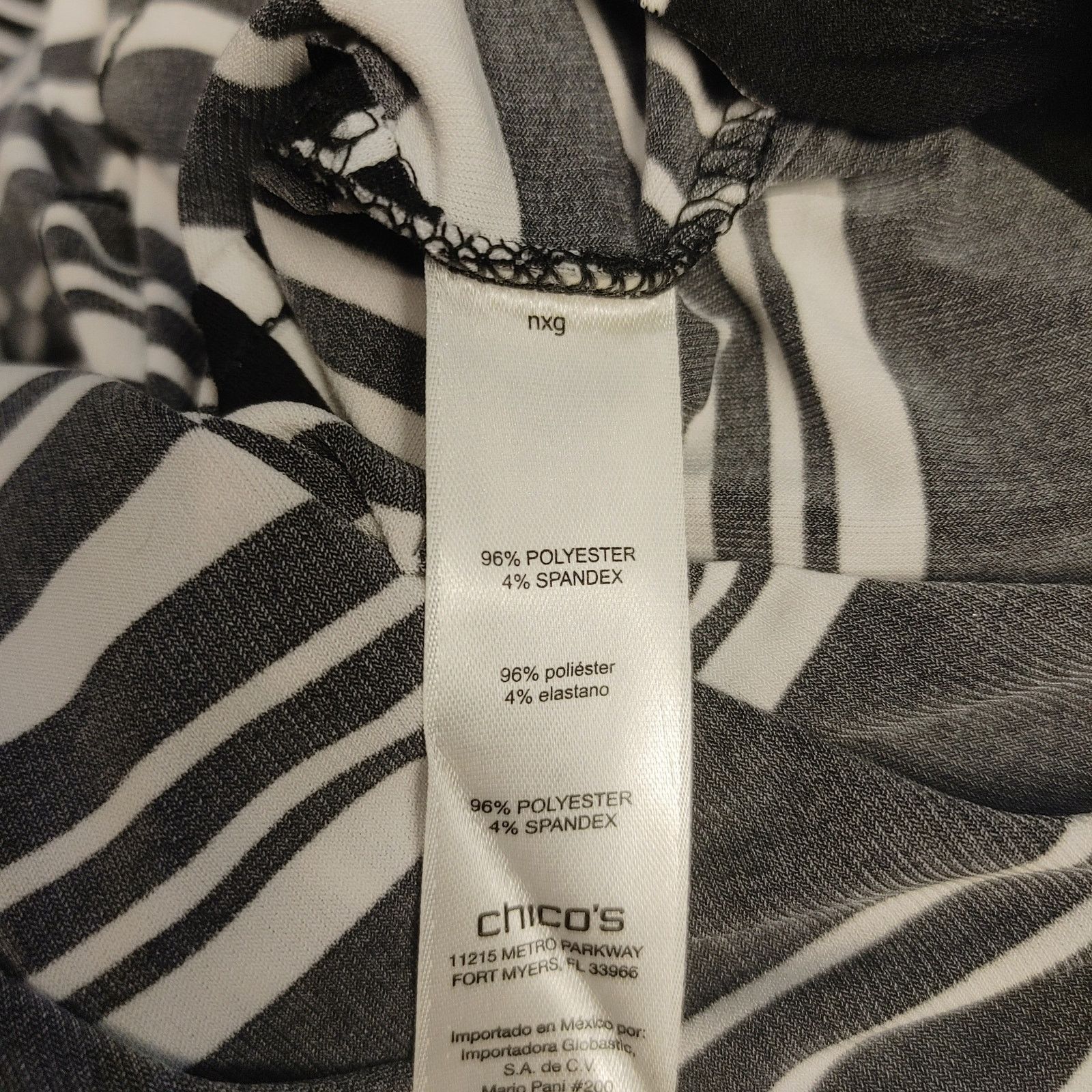 Chicos Chico's Women's 1 Black/White Stripe Faux Wrap Blouse Size M / US 6-8 / IT 42-44 - 4 Thumbnail