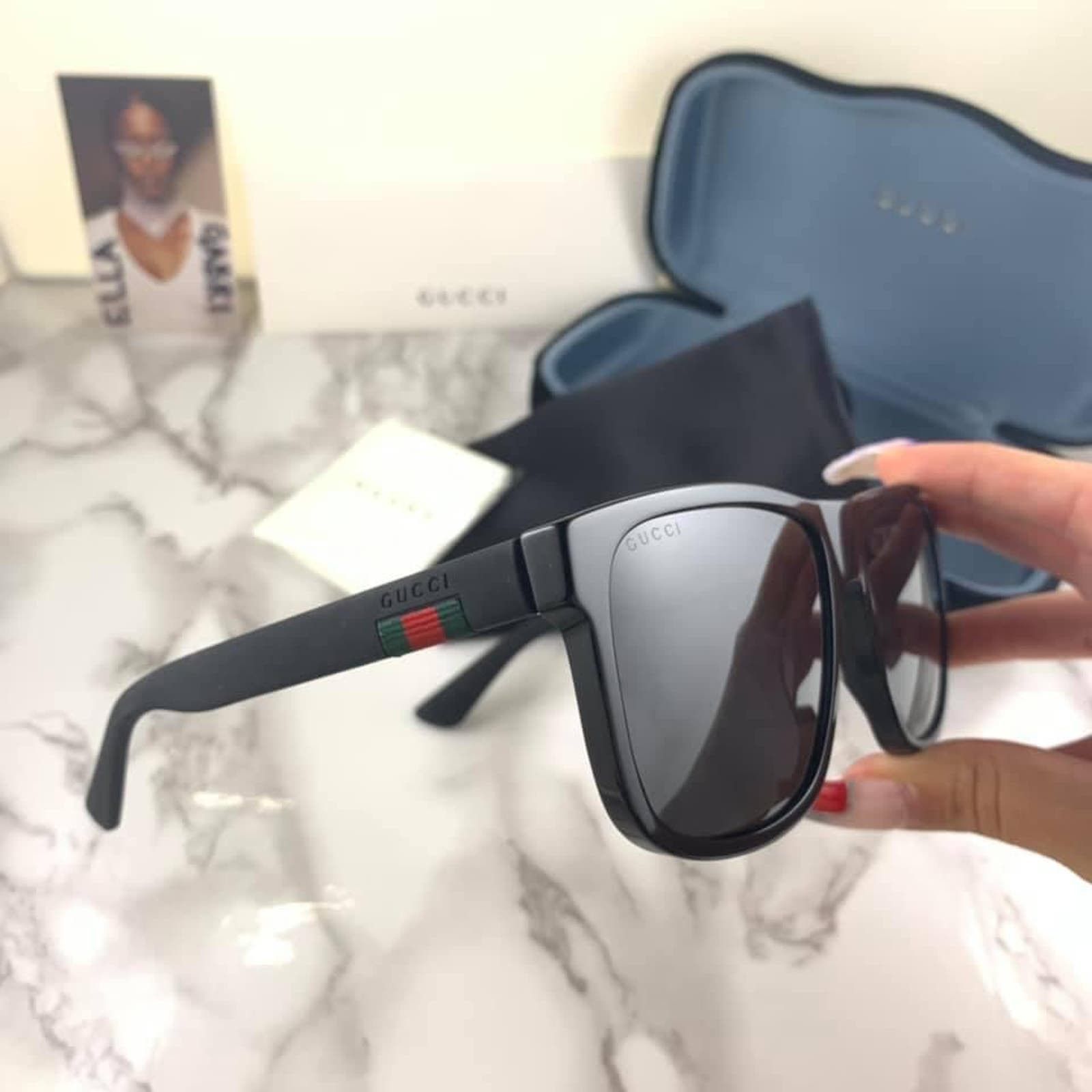 Gucci NEW Gucci GG0010S Black Unisex Sunglasses Size ONE SIZE - 5 Thumbnail
