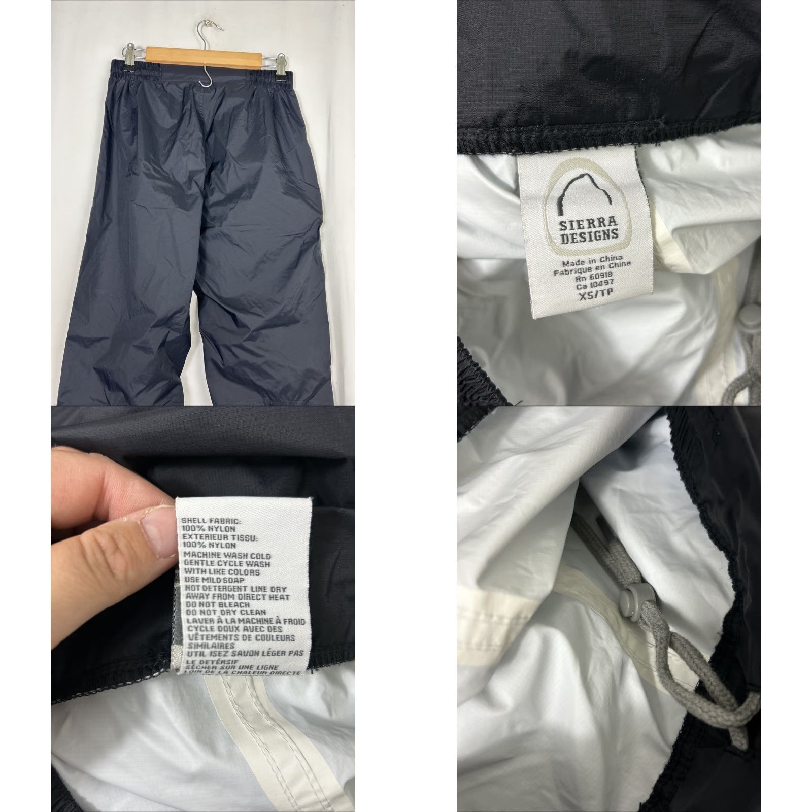 Sierra Designs Sierra Designs Pants Rain XS Black Nylon Cargo Drawstring Elastic 28x 30 Mens Size US 27 - 9 Thumbnail