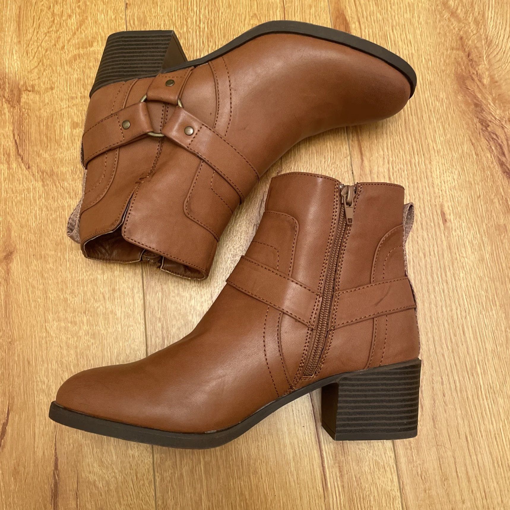 Vintage Rocket Dog Lex Biker Boots Women 9.5 Cognac Leather Effect NWOT Chunky Heel Boots Size US 7 / IT 37 - 7 Thumbnail