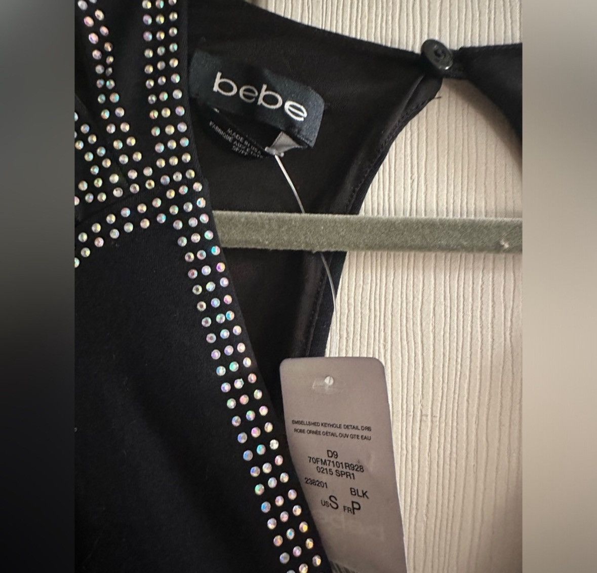 Bebe Bebe Elegant Black Dress with Rhinestone Detail Size S / US 4 / IT 40 - 3 Thumbnail