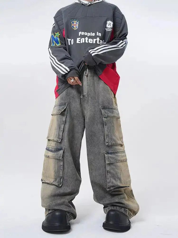 Japanese Brand Vintage Workwear Multi-Pocket Straight Leg Casual Jeans Size US 32 / EU 48 - 3 Thumbnail