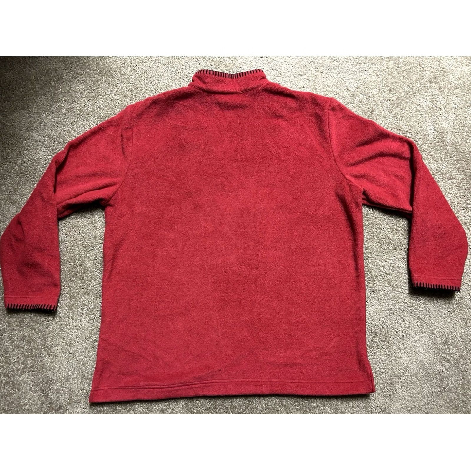 Coldwater Creek VINTAGE Coldwater Creek Red Fleece Plaid Moose Quarter Zip Pullover Top Womens Large Sweater Size L / US 10 / IT 46 - 2 Thumbnail