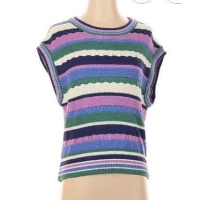 Marine Layer Marine Layer Rory Crochet Vest Cool Stripe Sleeveless Top Kn Size S / US 4 / IT 40 - 2 Thumbnail