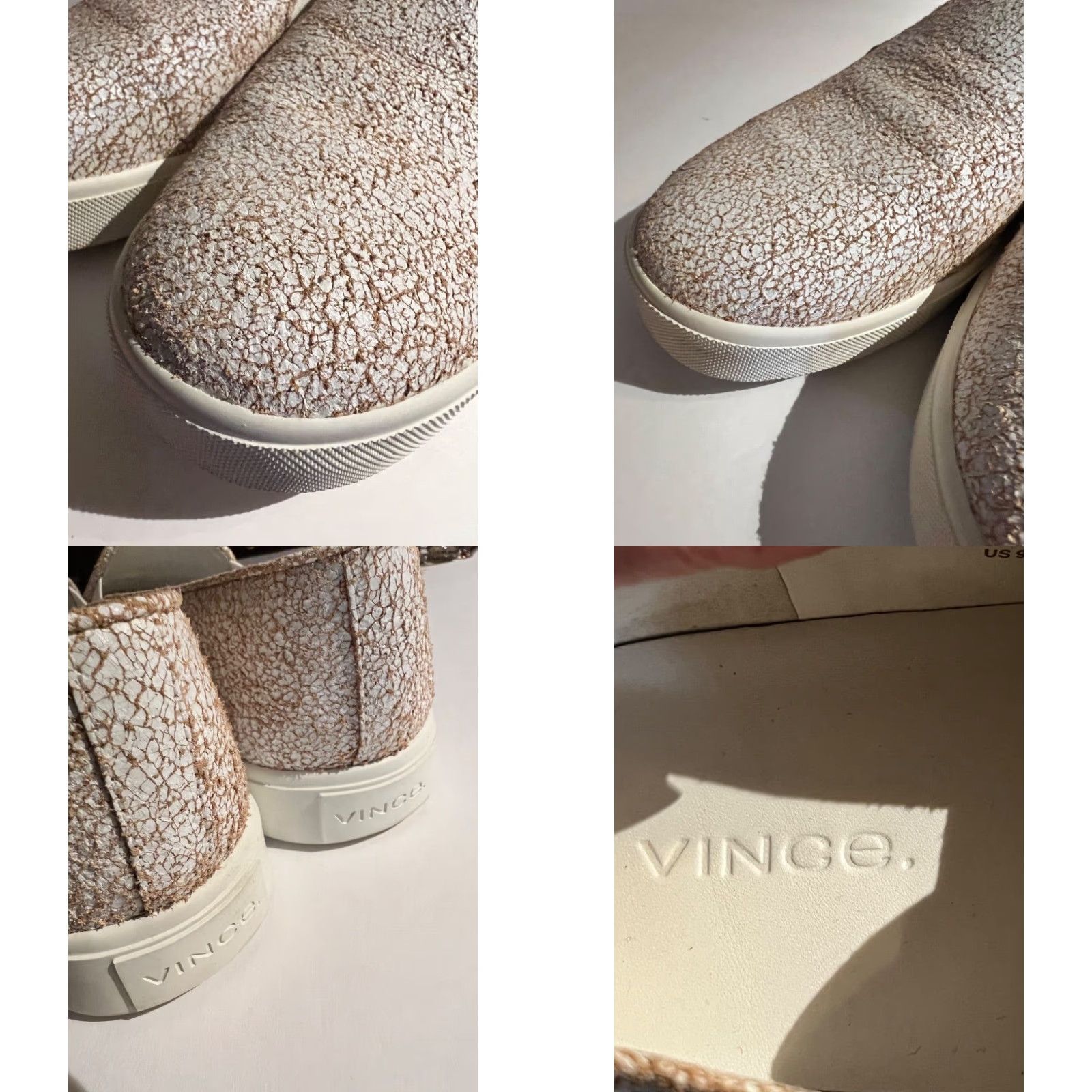 Vince Vince Blair Crackle Leather Slip On Sneakers EUC Womens Shoes White 9 Slip On Leather Sneaker Regular M Size US 9 / IT 39 - 8 Thumbnail