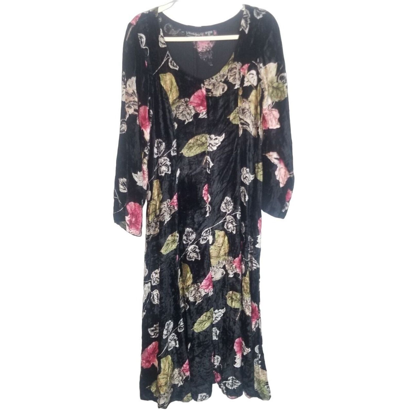 Vintage Vintage Nostalgia Floral Velvet Maxi Dress Sz S Whimsigoth Size S / US 4 / IT 40 - 1 Thumbnail