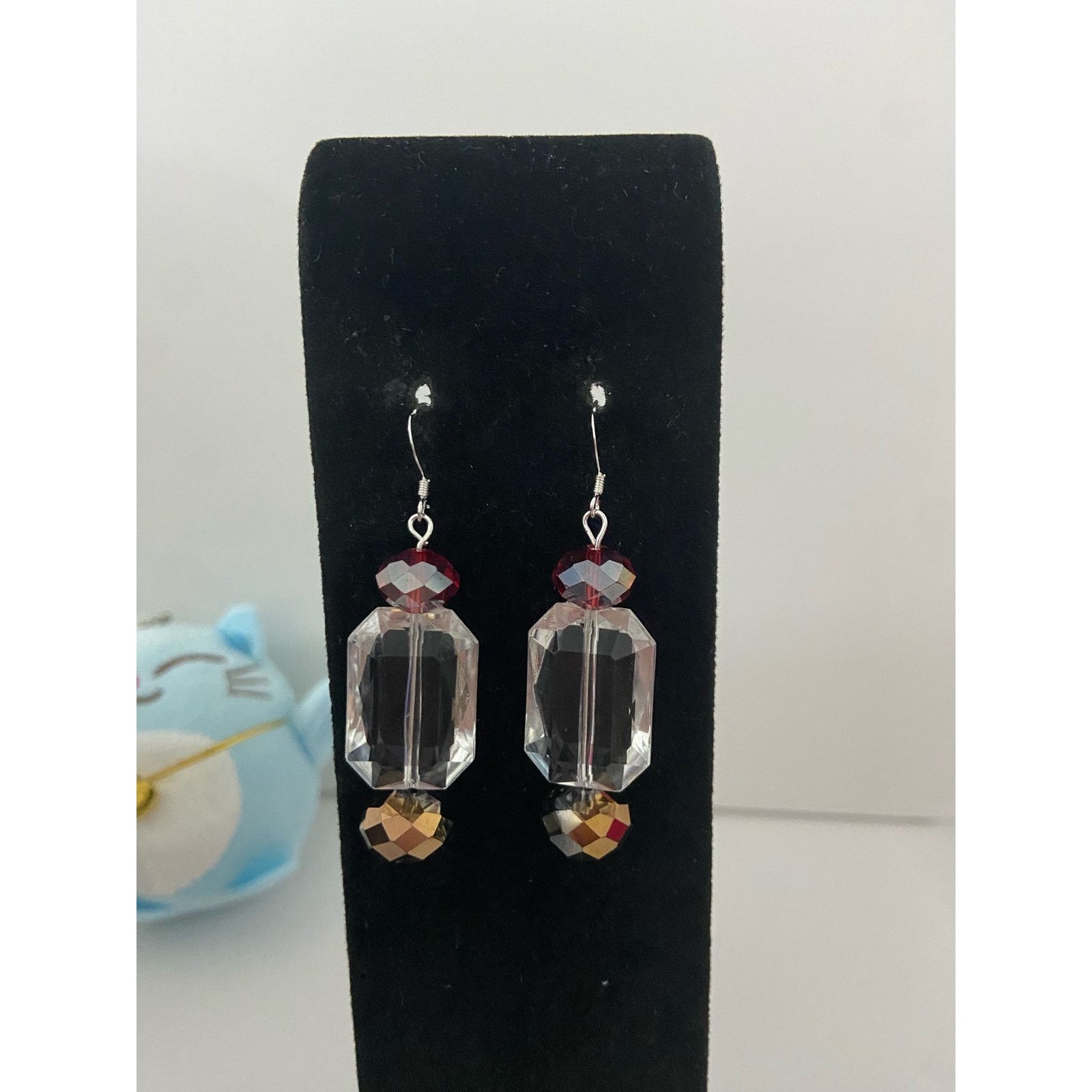 Handmade clear bead earrings sterling silver Size ONE SIZE - 1 Thumbnail