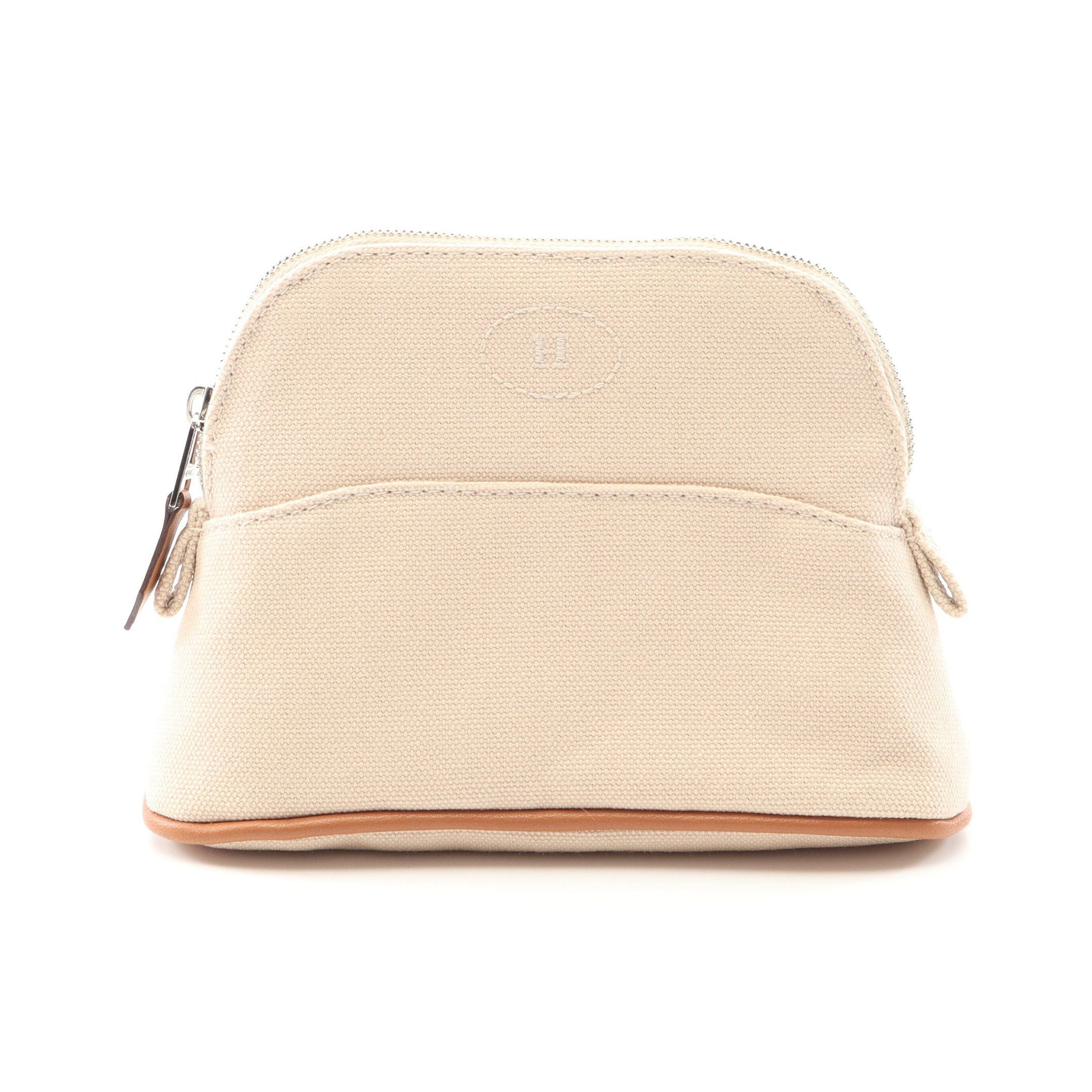 Hermes Hermes Bolide Pouch 15 Mini Canvas Leather Light Beige Brown Silver Hardware Size ONE SIZE - 1 Thumbnail