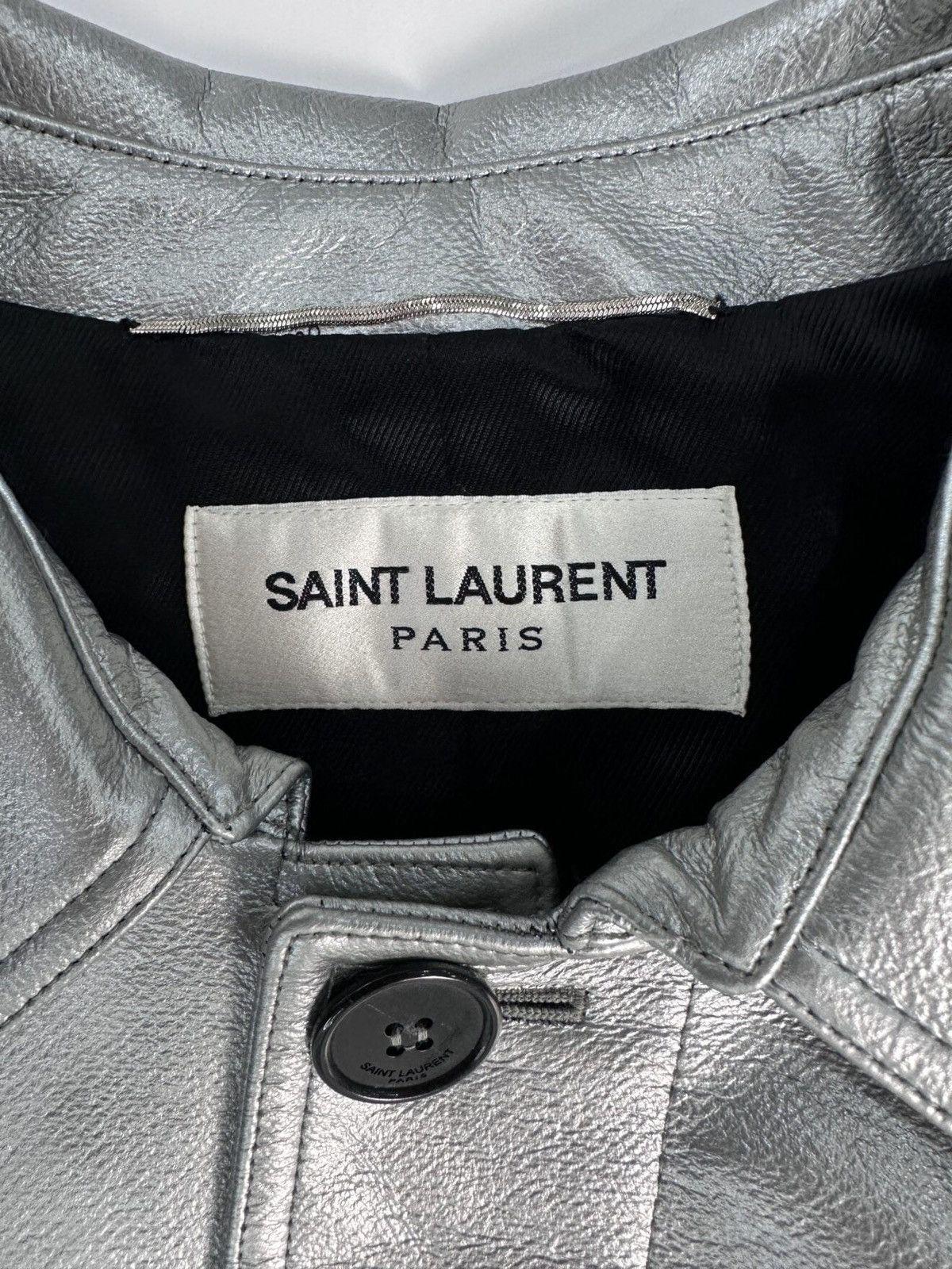 Saint Laurent Paris Silver Leather Coat Size US S / EU 44-46 / 1 - 3 Thumbnail