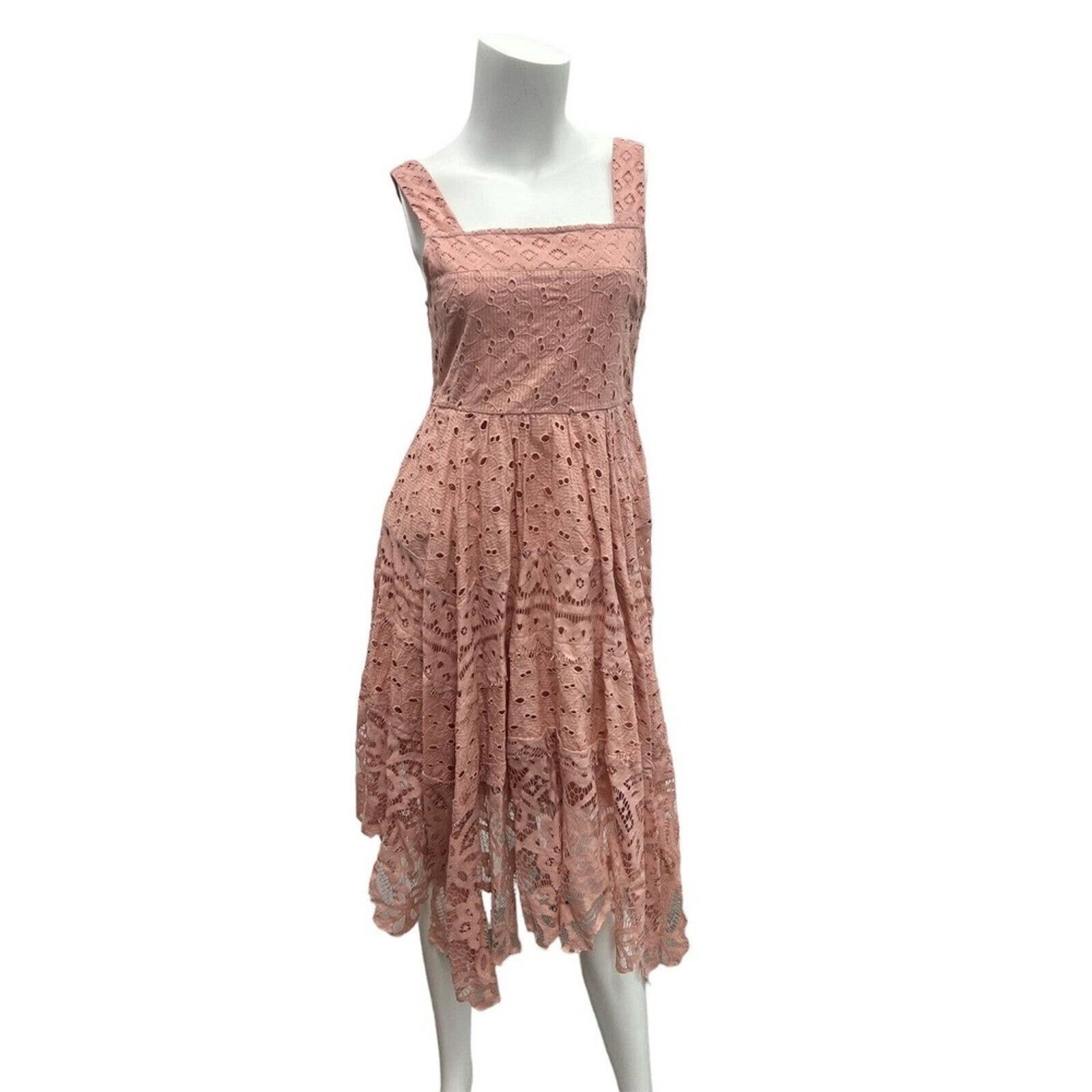 Anthropologie Maeve Anthropologie Aiza Pink Embroidered Lace Midi Dress 0 Size XS / US 0-2 / IT 36-38 - 2 Thumbnail