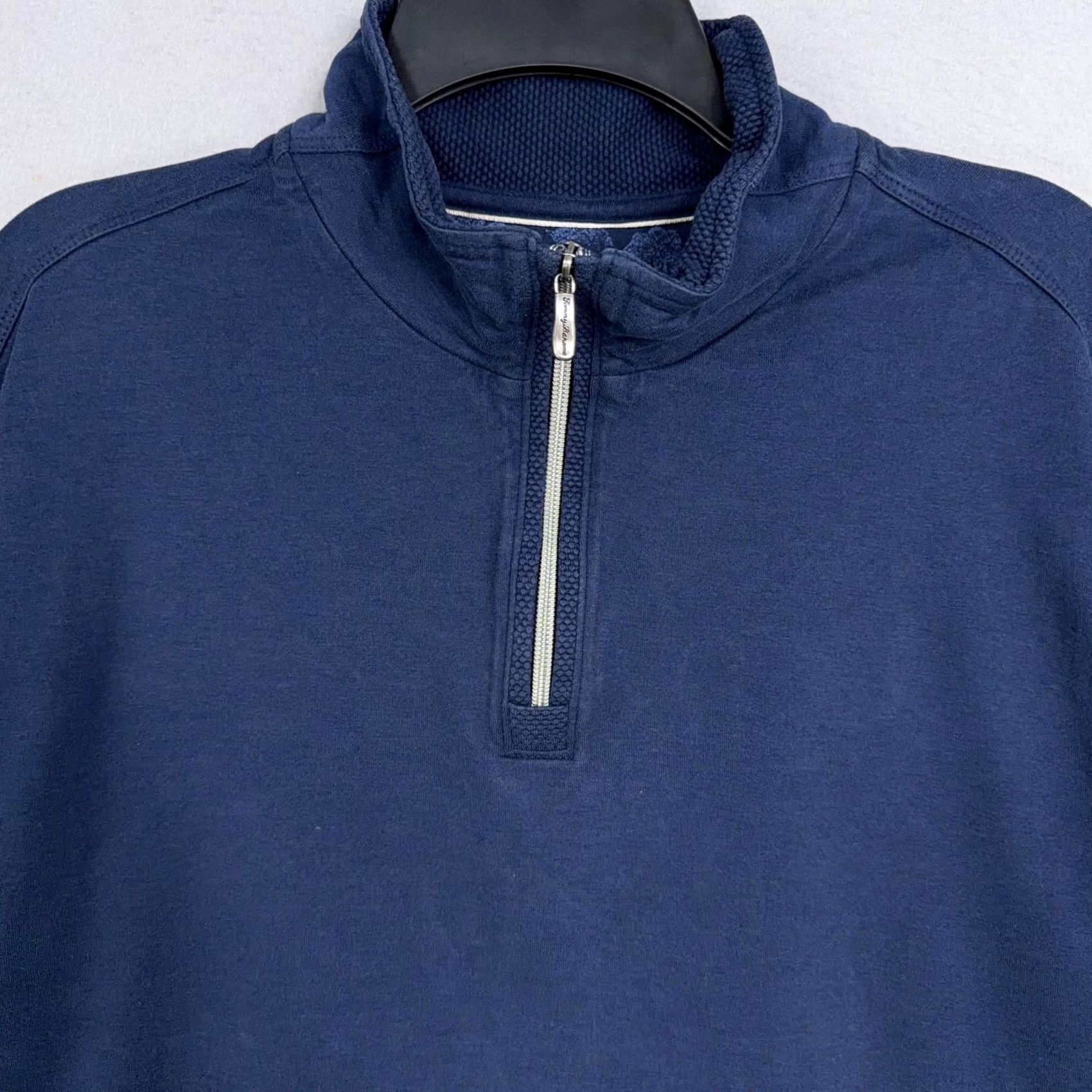 Tommy Bahama VINTAGE Tommy Bahama Sweater Mens XL Blue Pima Cotton 1/4 Zip Mock Neck Pullover Travel Size US XL / EU 56 / 4 - 2 Thumbnail