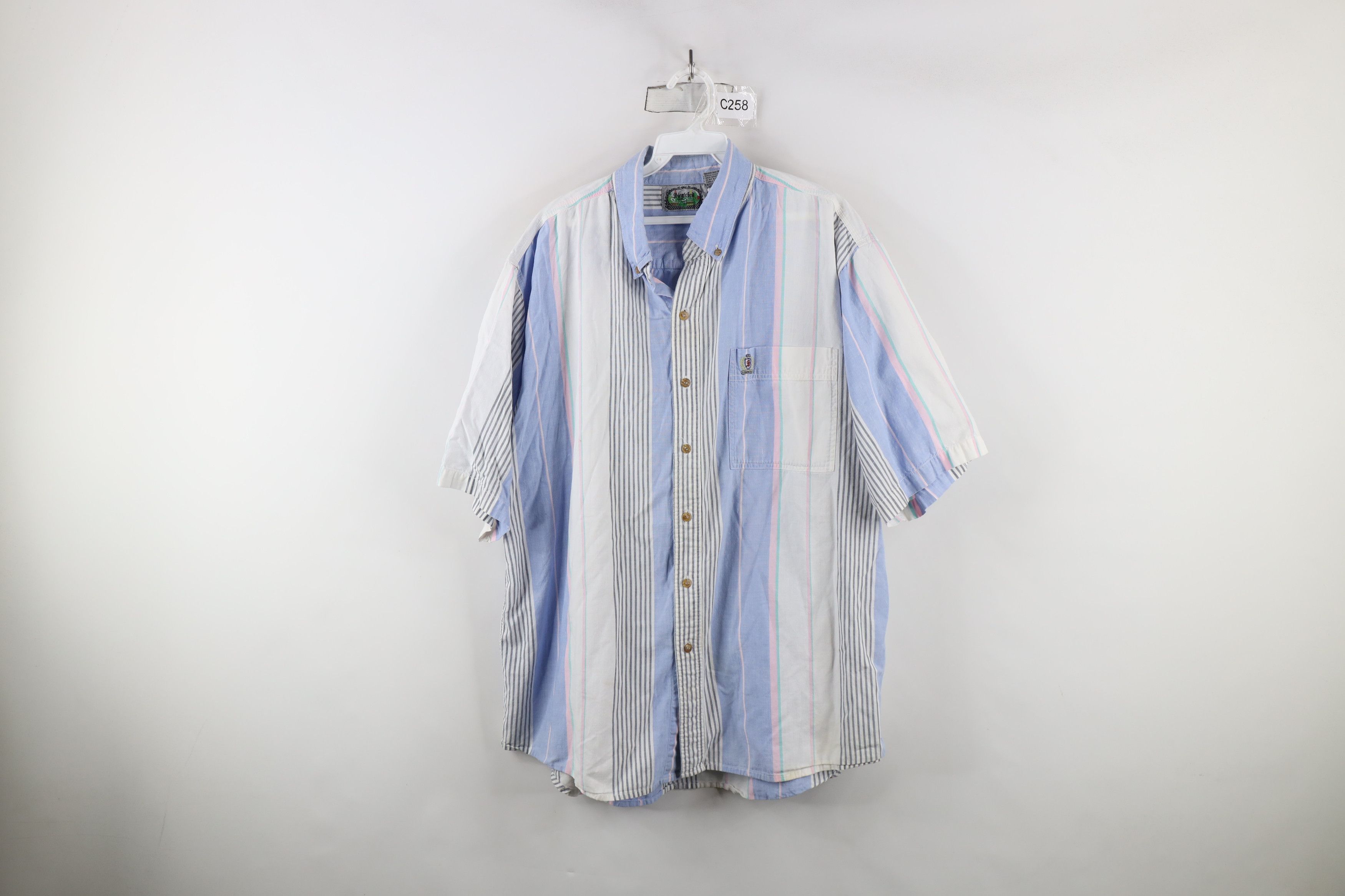 Vintage Vintage 90s Streetwear Block Short Sleeve Button Down Shirt Size US XL / EU 56 / 4 - 1 Thumbnail