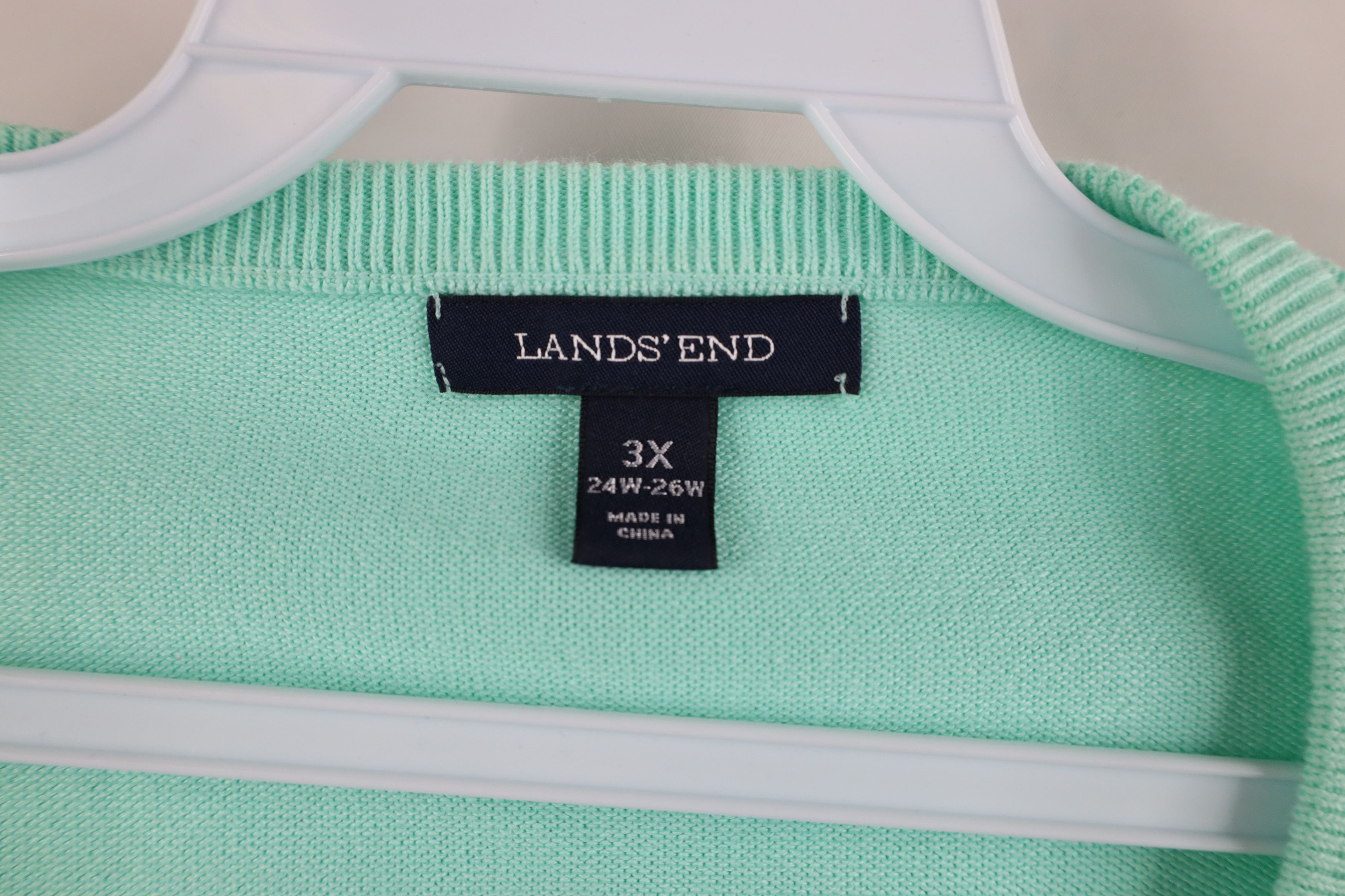 Lands' End × Vintage Vintage Lands End Cotton Knit Cardigan Sweater Mint Green Size 3XL / US 20-22 - 6 Thumbnail