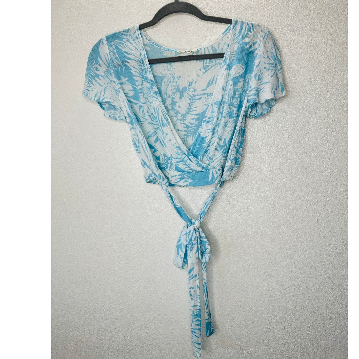 Other Sugarcloth SET Ivory Blue Floral Crop Top & Faux Wrap Skirt Size 27" / US 4 / IT 40 - 13 Thumbnail