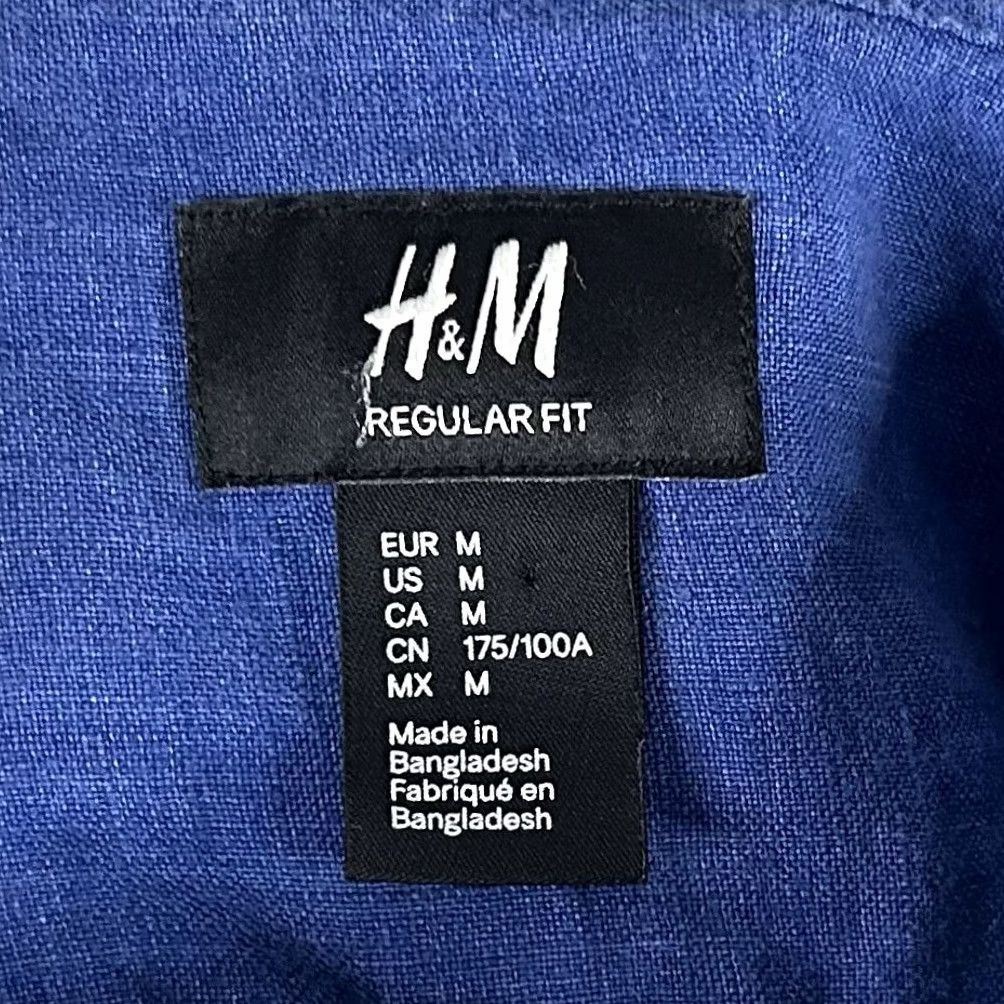 H&M H&M Button-Up Linen Shirt Blue Wash Band Collar Regular Fit Mens M Size US M / EU 48-50 / 2 - 3 Thumbnail