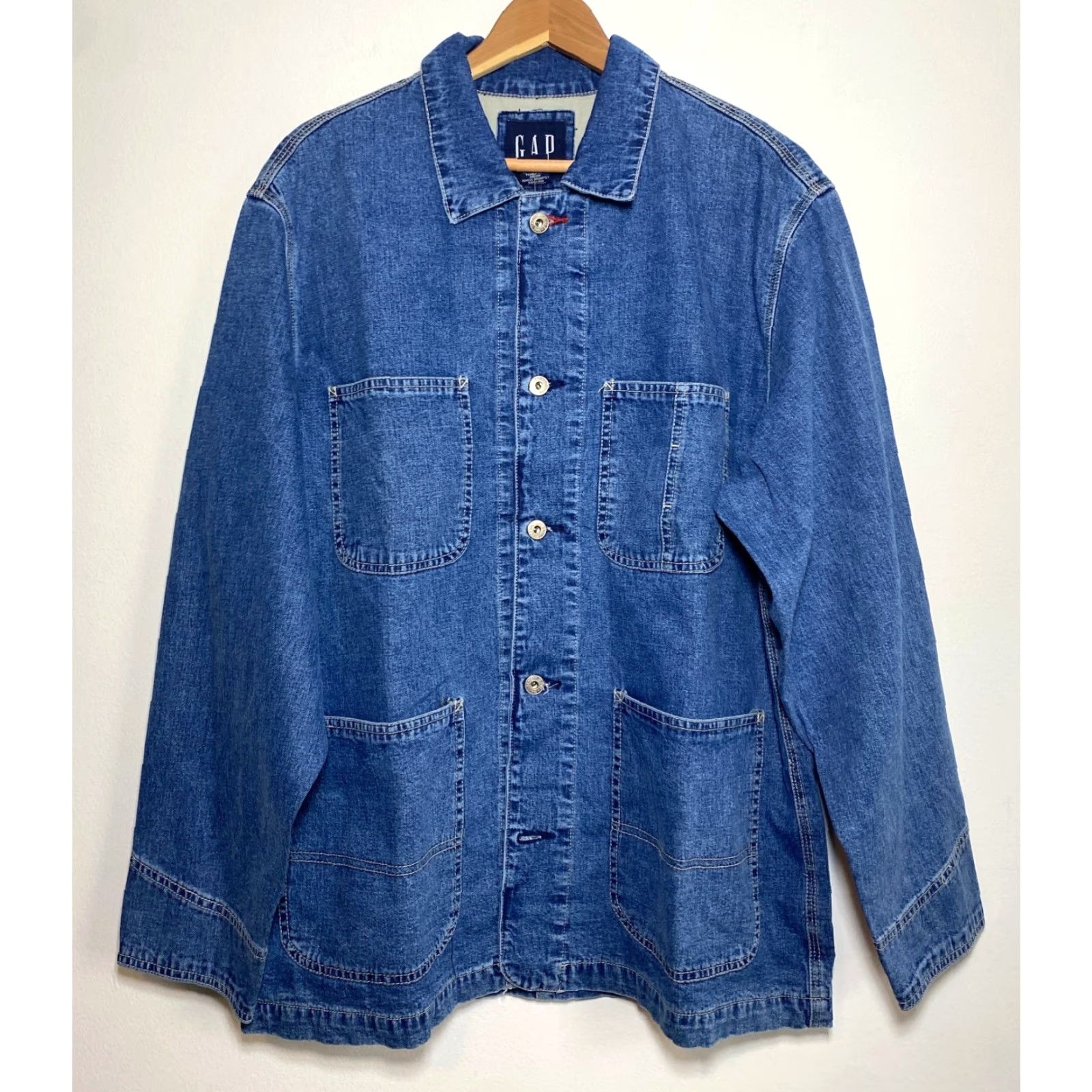 Gap VINTAGE Gap Denim Chore Jacket Mens M Blue Cotton Solid 90s 2000s Pockets Front Button Adjustable Regular Fit Size US M / EU 48-50 / 2 - 2 Thumbnail