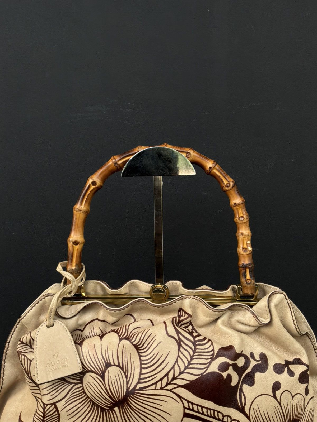 Gucci Gucci - Tom Ford Era - Floral Tattoo Bamboo Leather Shoulder Size ONE SIZE - 3 Thumbnail