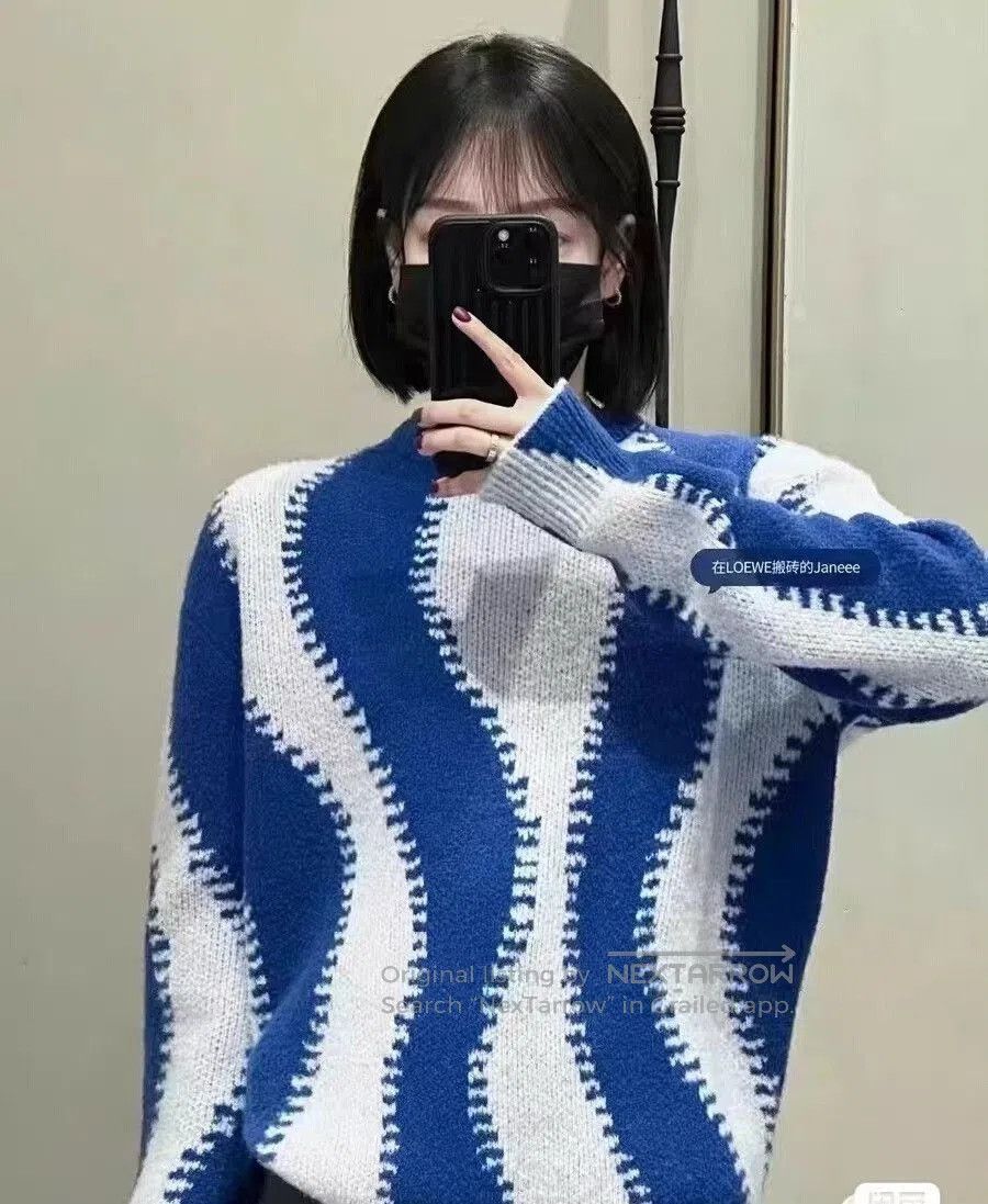 Loewe Loewe Women's Blue Striped Knit Sweater. Size XL / US 12-14 / IT 48-50 - 5 Thumbnail
