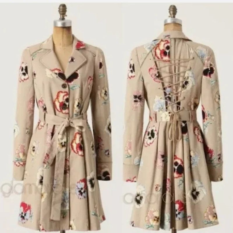 Anthropologie Anthropologie Elevenses Floral Trench coat Dress Women's 0 Size XS / US 0-2 / IT 36-38 - 7 Thumbnail