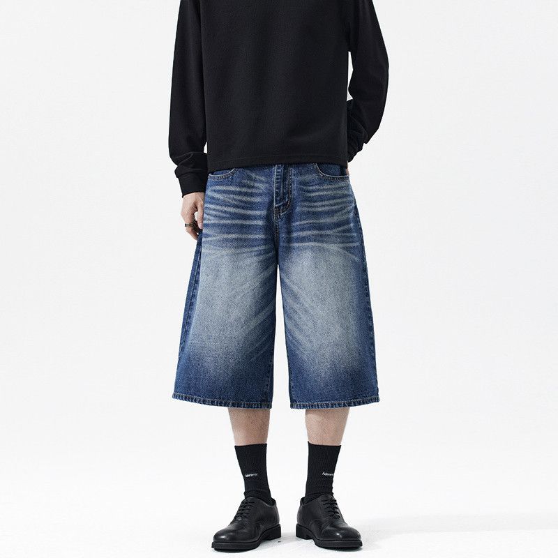 Japanese Brand Men's Vintage-Style Distressed Washed Casual Denim Shorts Size US 32 / EU 48 - 1 Thumbnail