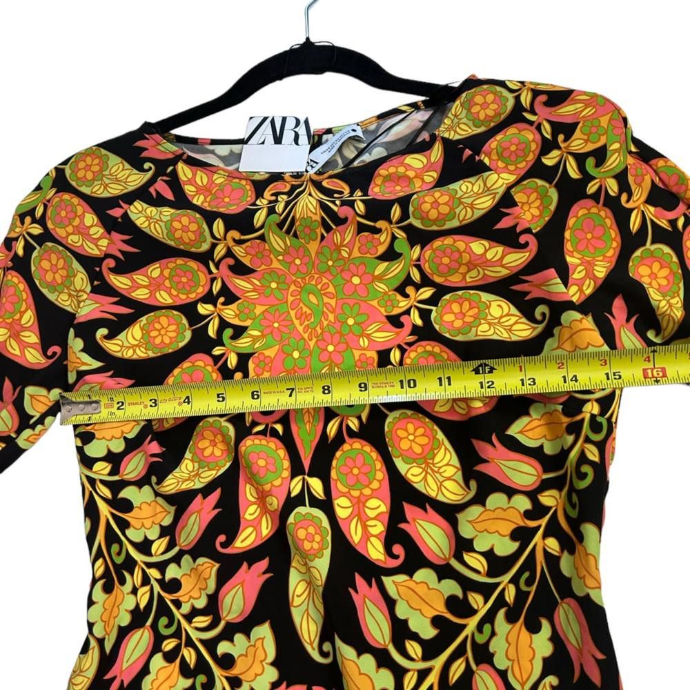Zara Zara l NWOT Retro Paisley Long Sleeve Mini Dress XS Size XS / US 0-2 / IT 36-38 - 7 Thumbnail