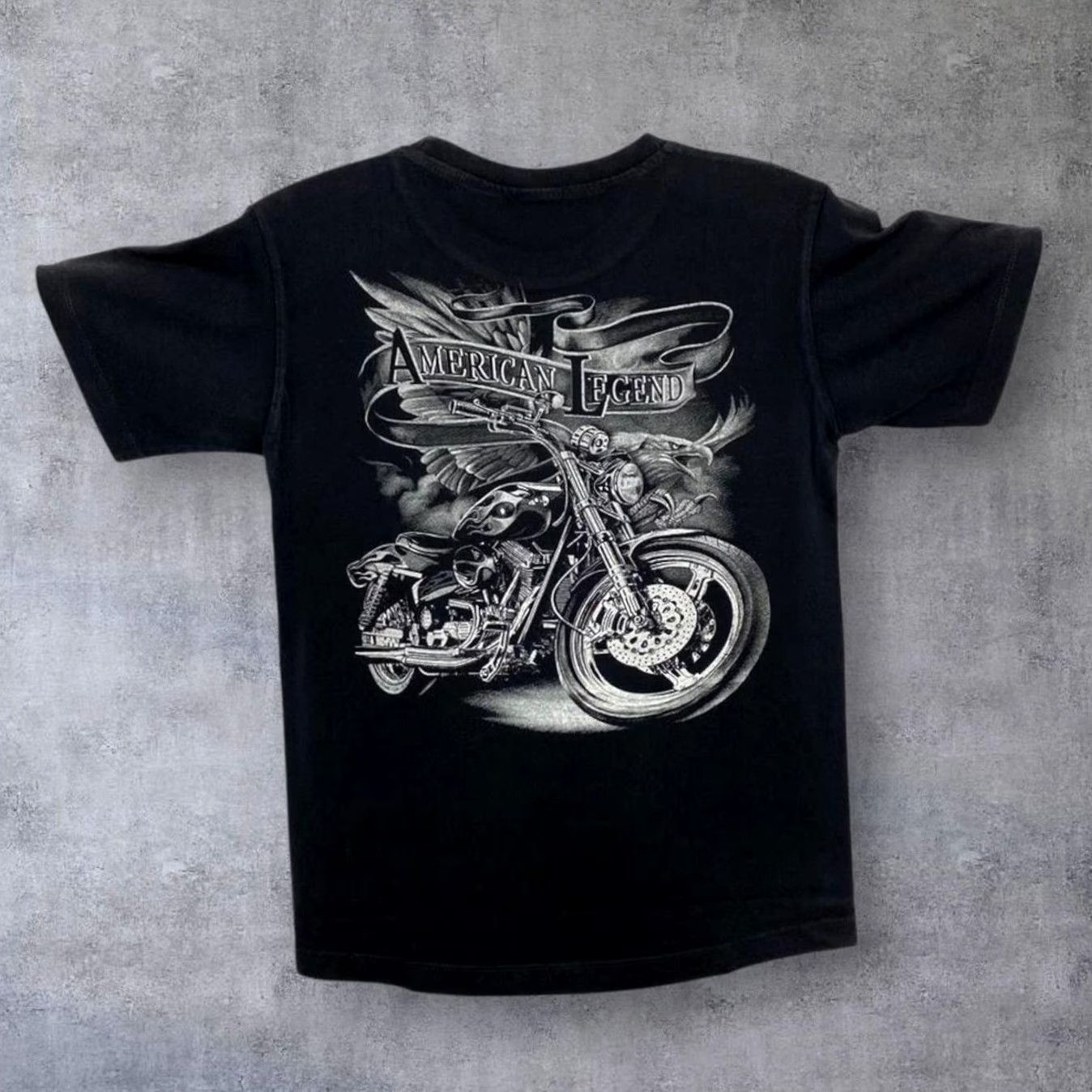 Vintage Vintage 90’s American Legend Biker Eagle Spellout Graphic T-Shirt Small Black Mens Short Sleeve Round Neck Cotton Dated 90s Size US S / EU 44-46 / 1 - 2 Thumbnail