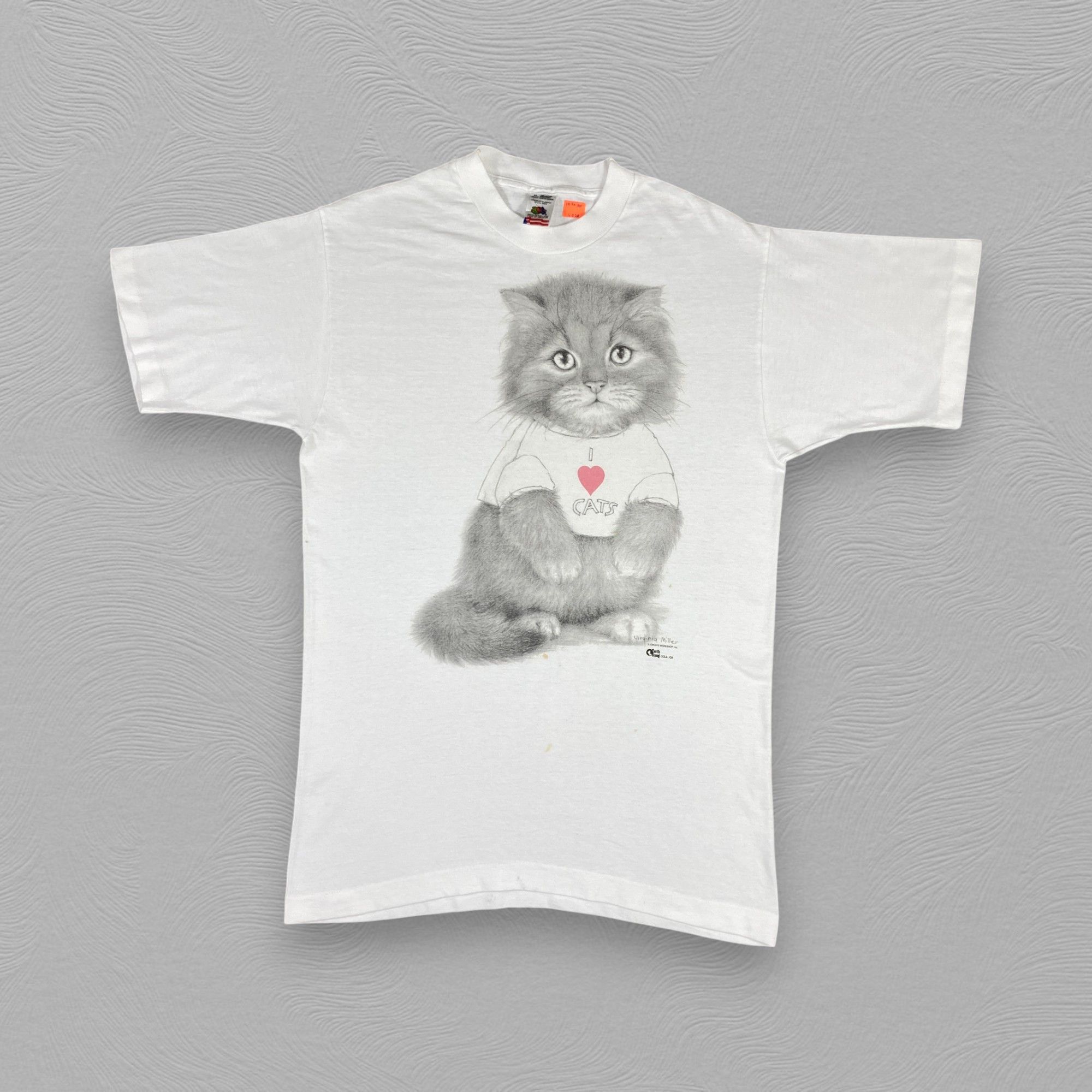 Fruit Of The Loom 90s Vintage I love Cat T-Shirt - L028 Size US S / EU 44-46 / 1 - 1 Thumbnail