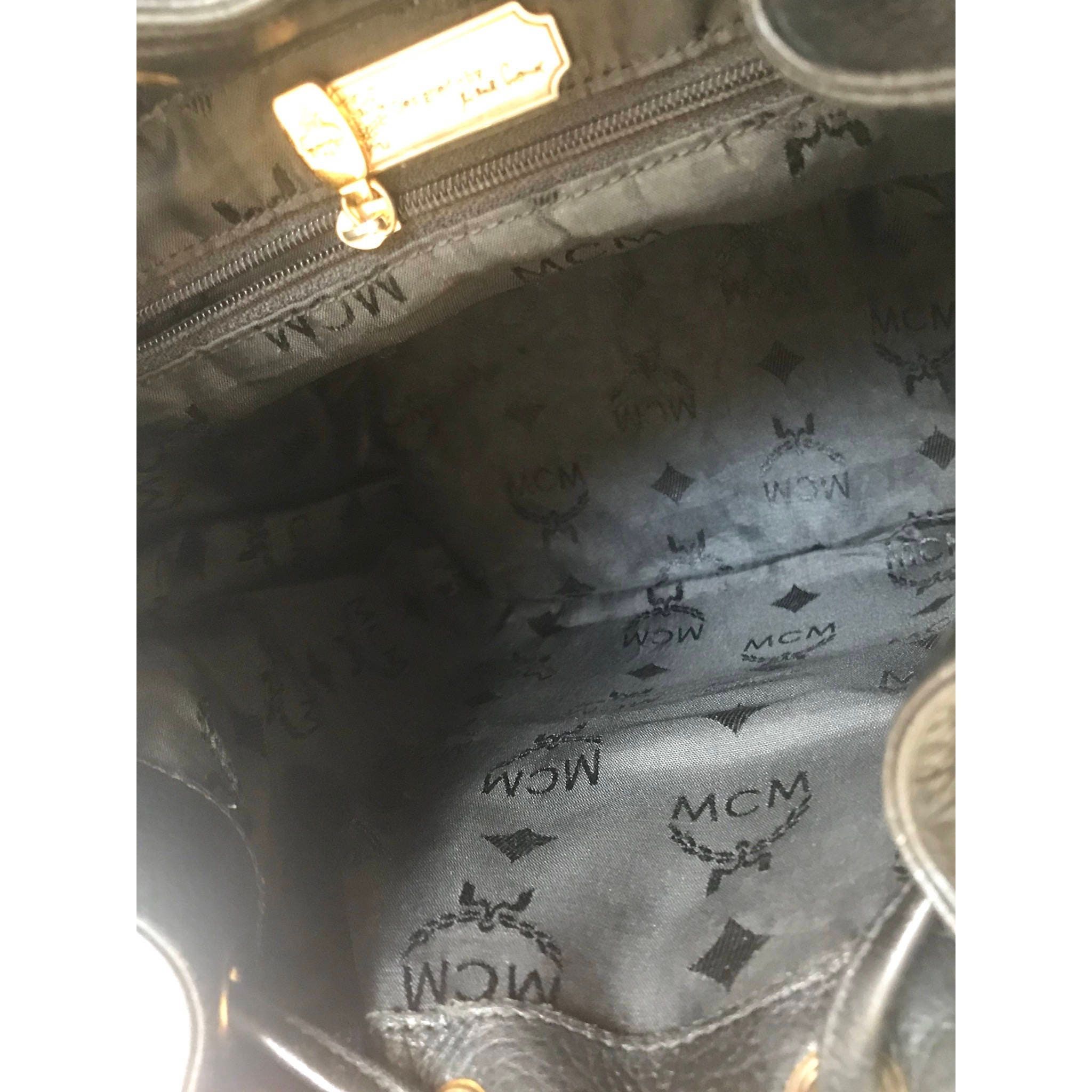 MCM Vintage MCM black backpack with golden studded logo motifs Size ONE SIZE - 9 Thumbnail