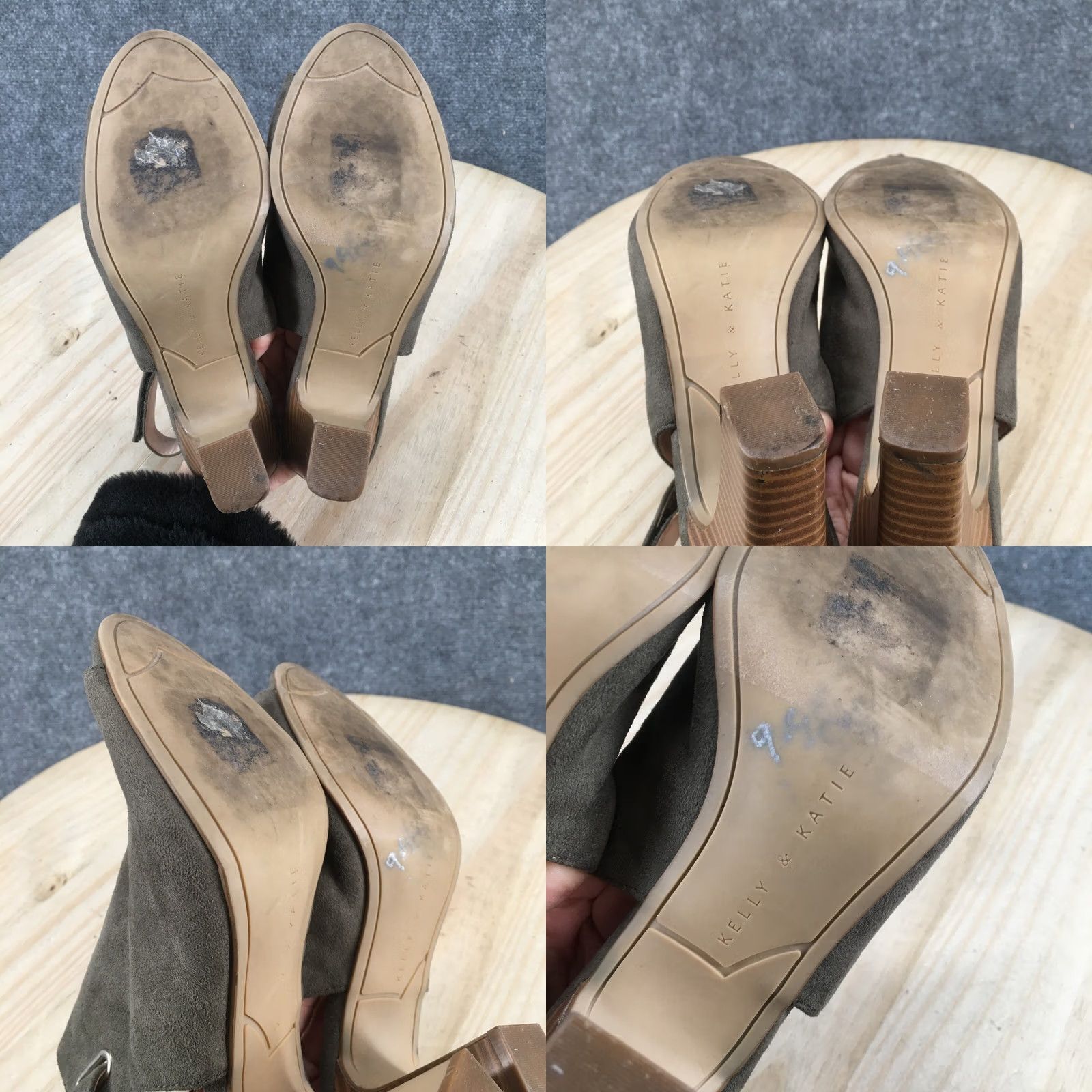 Vintage Kelly & Katie Sandals Womens 7.5 Sonyah Heels Peep Toe Slingback Green Fabric - Casual - M - Green - Sandal - Heel Block - 3.5 in - Women Size US 8 / IT 38 - 9 Thumbnail