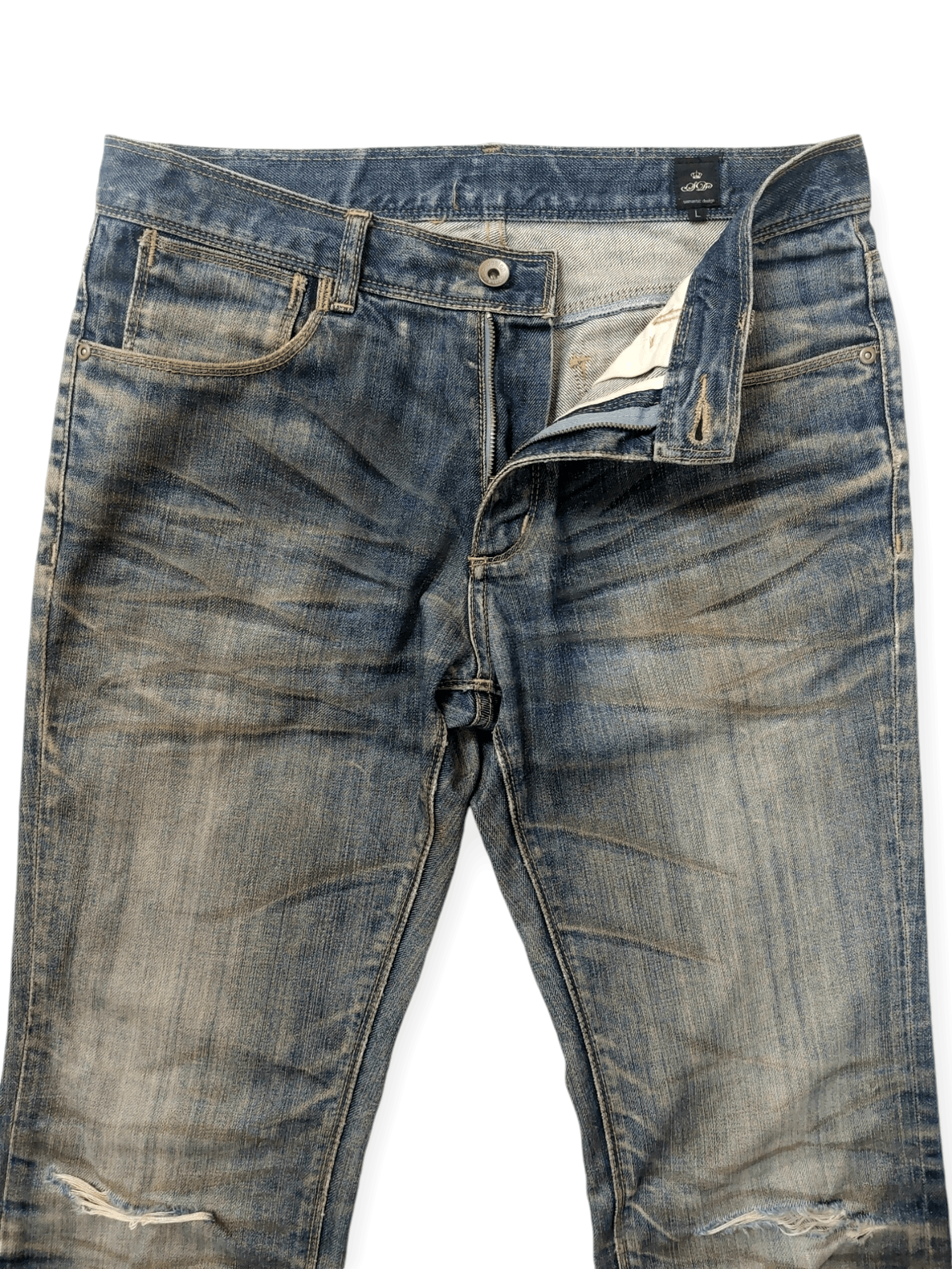 Japanese Brand × semanticdesign Semantic Design Whiskers Distressed Denim Size US 32 / EU 48 - 4 Thumbnail