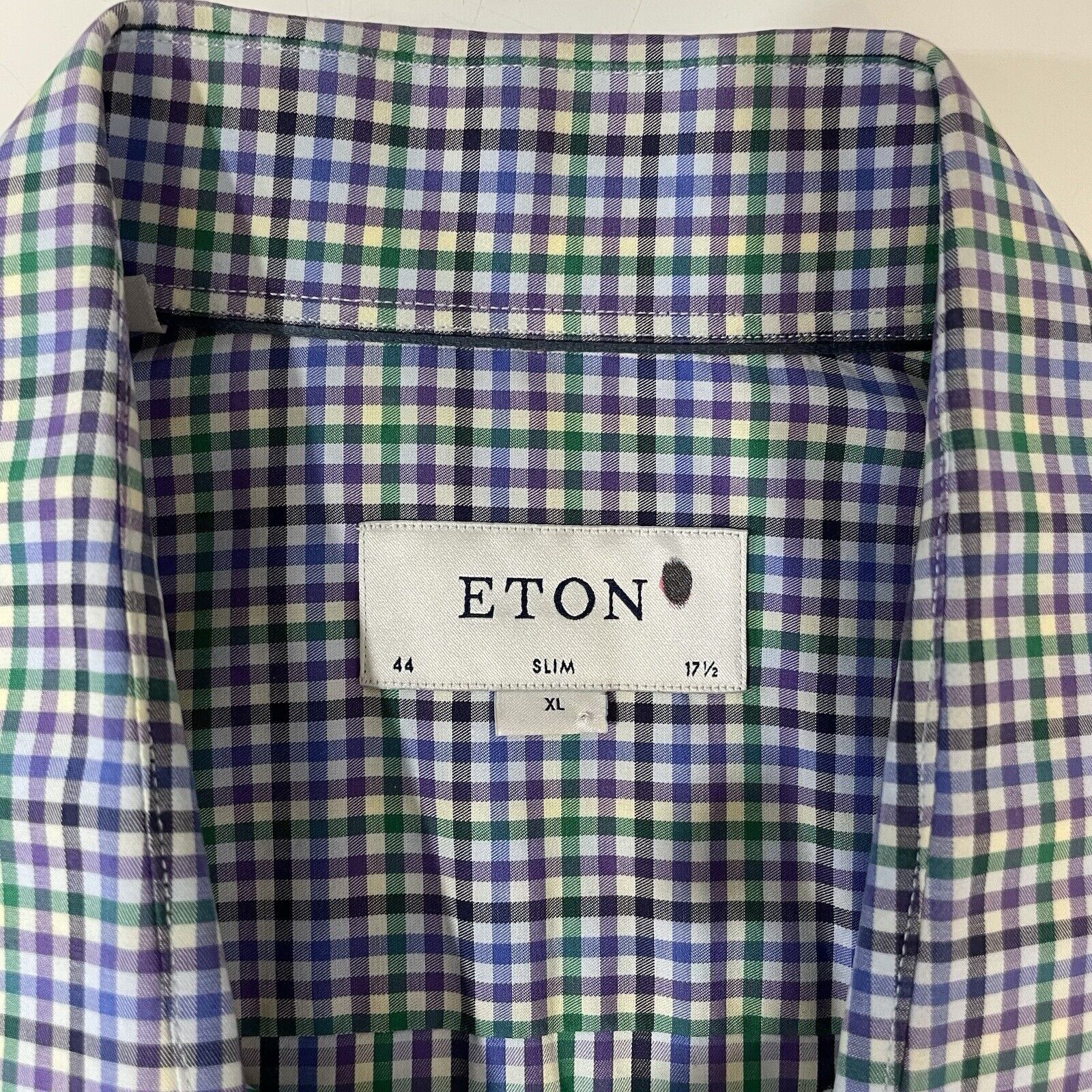 Eton Eton Dress Shirt Men’ XL Blue Green Plaid Fine Twill 44 17.5 Size US XL / EU 56 / 4 - 3 Thumbnail
