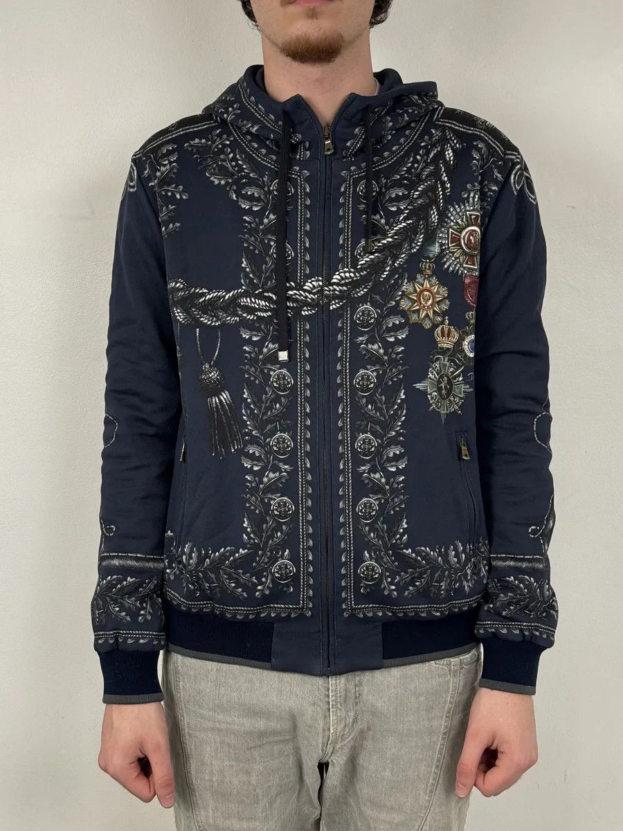Dolce & Gabbana AW2017 Dolce & Gabbana Military Officer Navy Zip-up Hoodie Size US M / EU 48-50 / 2 - 2 Thumbnail