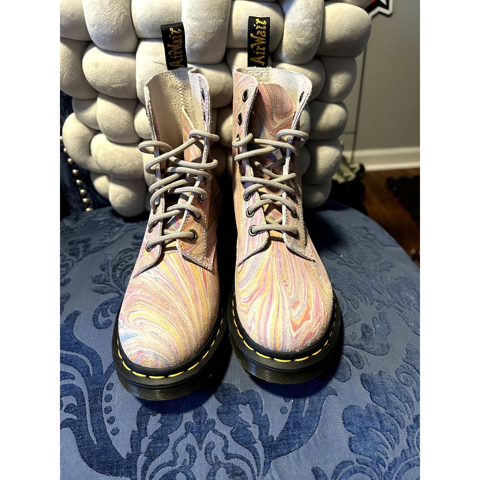 Dr. Martens Dr Martens Pink White Swirl Suede Boots Size 5/EU 36 NWOT Size US 5 / IT 35 - 3 Thumbnail