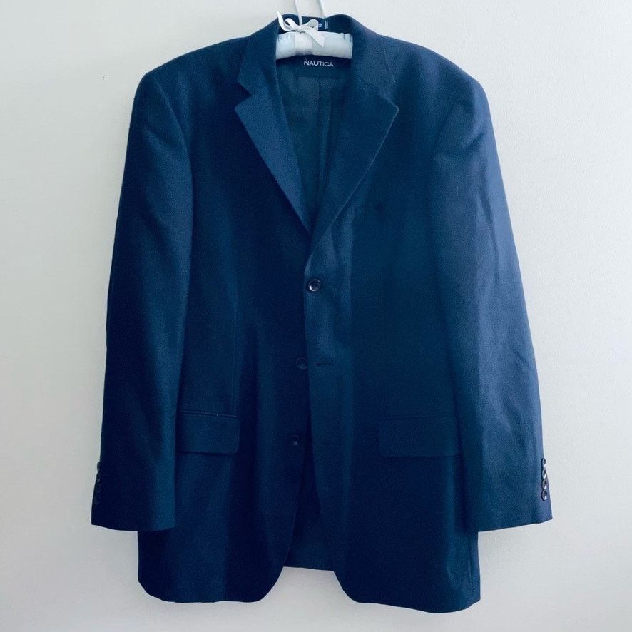 Nautica Nautica blue silk three button blazer size 40L Size 40L - 2 Thumbnail