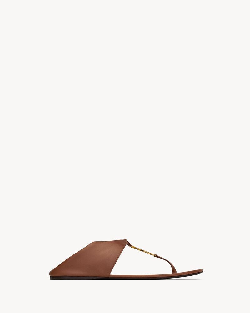 Saint Laurent Paris oc11z1125 Cassandra Sandals in Smooth Leather in Brown Size US 8 / IT 38 - 1 Thumbnail