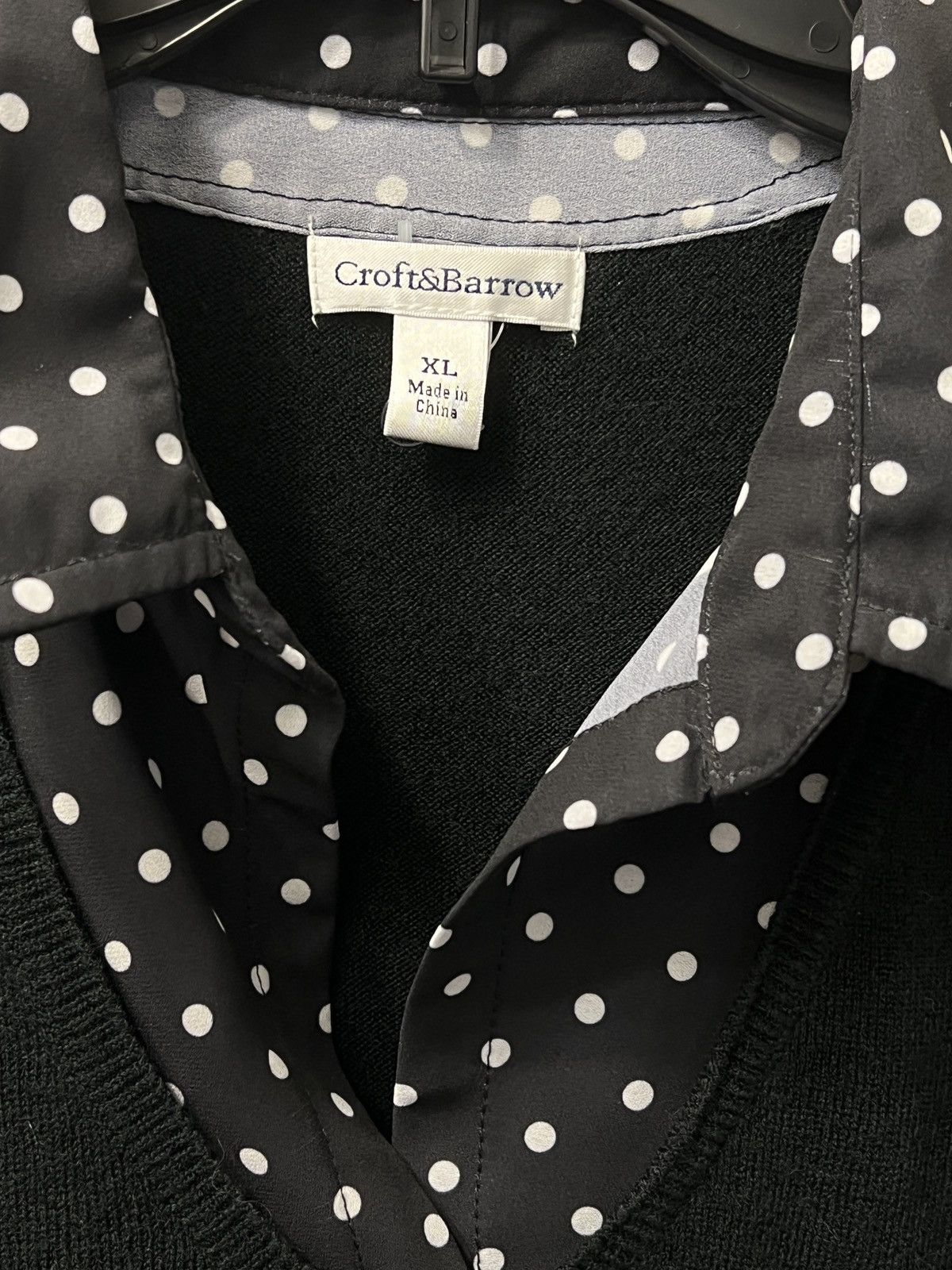 Croft & Barrow Croft & Barrow Black Polka Dot Layered V-neck Woven Sweater Size XL / US 12-14 / IT 48-50 - 3 Thumbnail