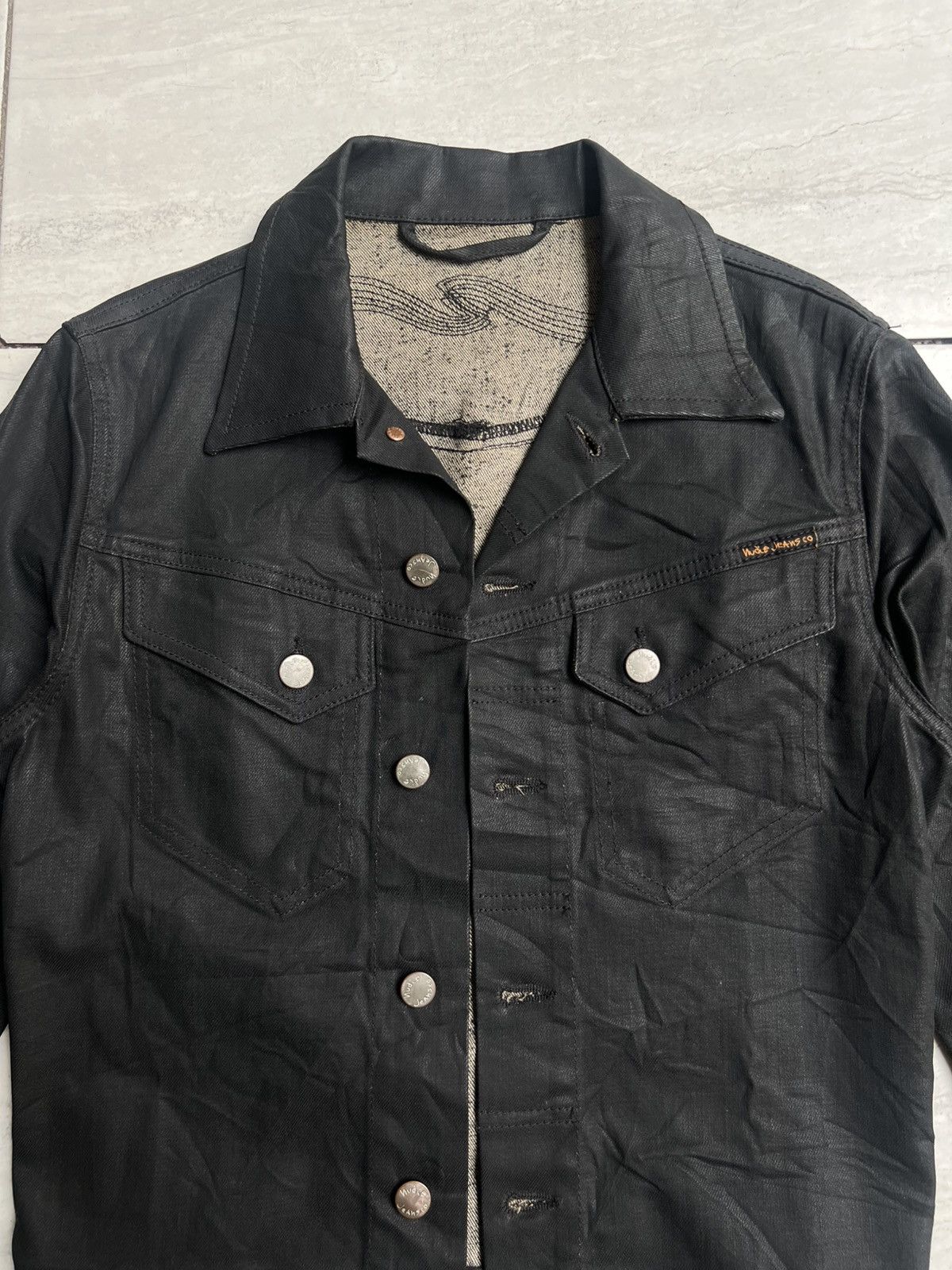 Nudie Jeans Nudie Jeans Conny Dry Black Coated Trucker Jeans Jacket Size US XS / EU 42 / 0 - 10 Thumbnail