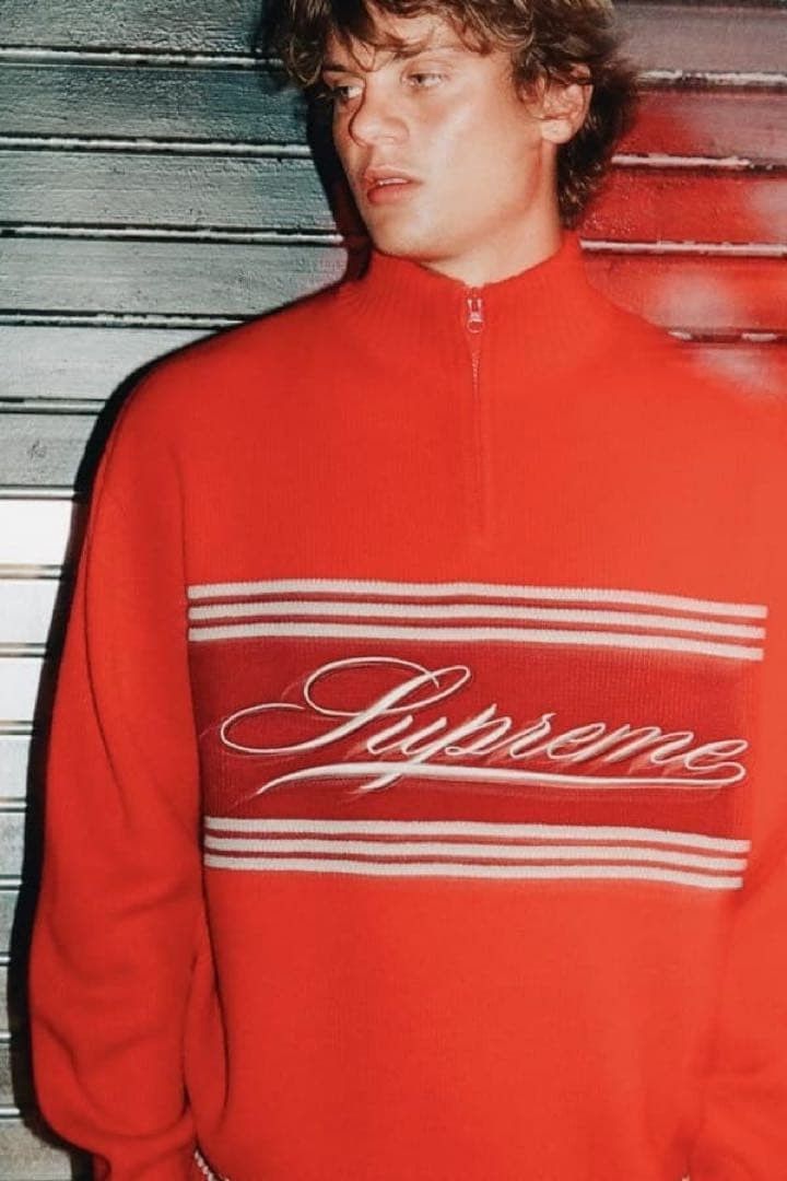 Supreme Script Stripe Half Zip Sweater